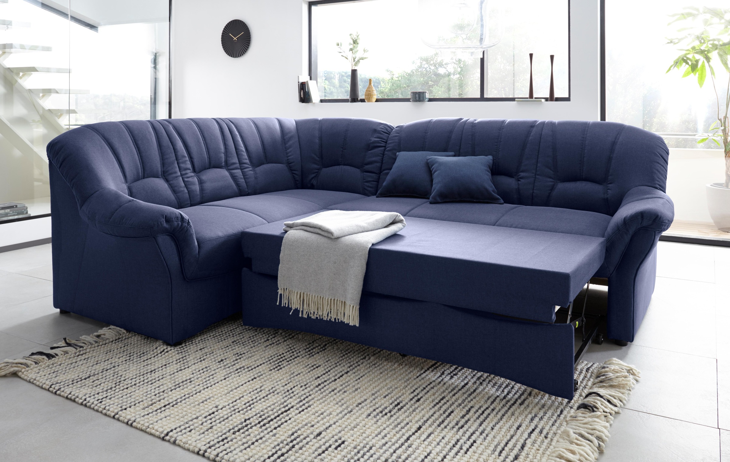 DOMO collection Ecksofa »Bahia, zeitlos und elegant, bequeme Armlehnen, L-Form«, wahlweise mit Bettfunktion