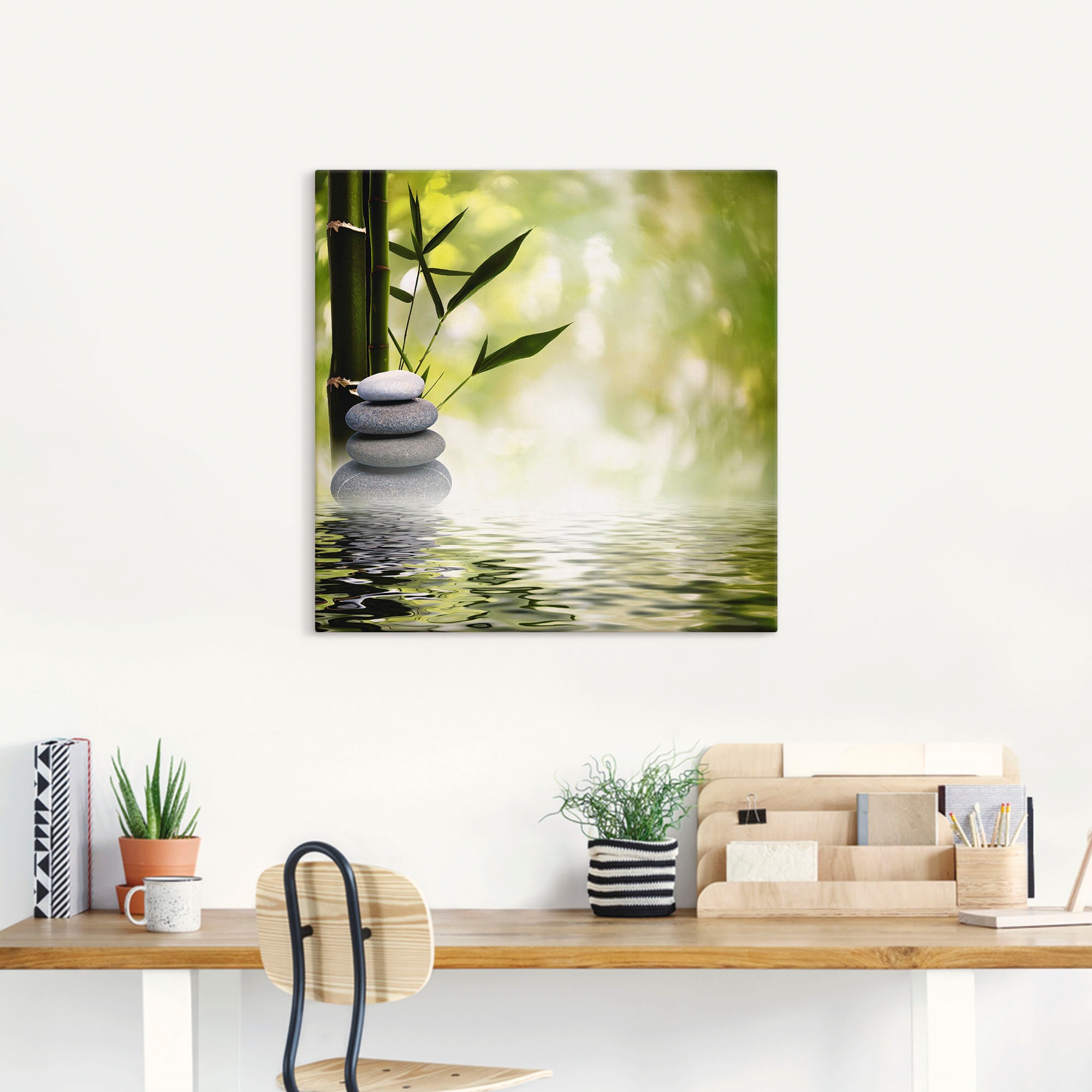 Artland Leinwandbild "Asiatische Spa Steine" Spa 1 Stk. tlg. auf Holzrahmen günstig online kaufen