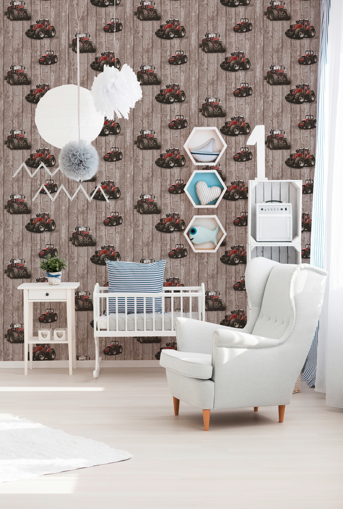 living walls Vliestapete »Little Stars«, Holz, Kinderzimmertapete Tapete Holzoptik