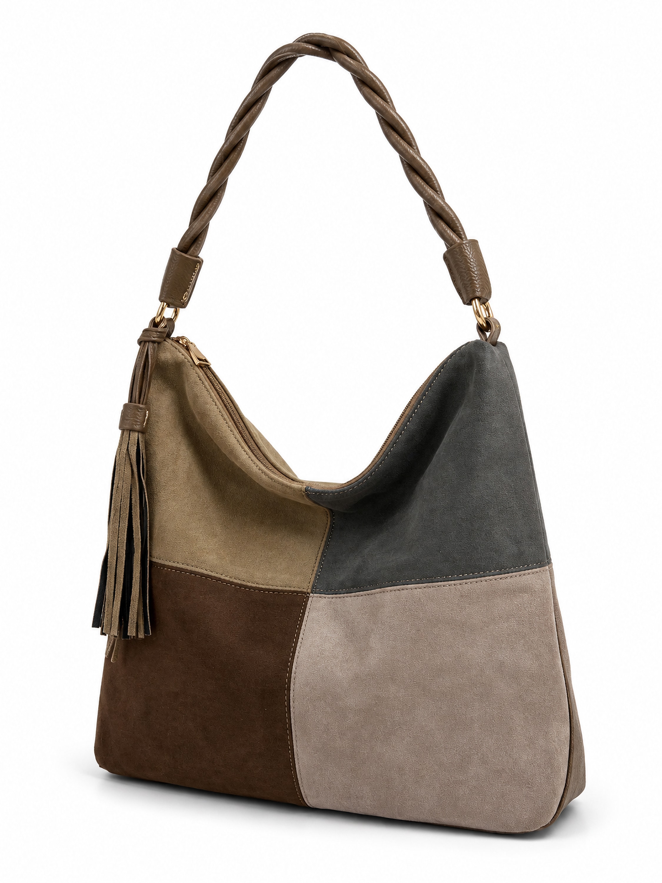 COLLEZIONE ALESSANDRO Schultertasche »Patchwork« Patchwork-Optik aus softem Velourimitat