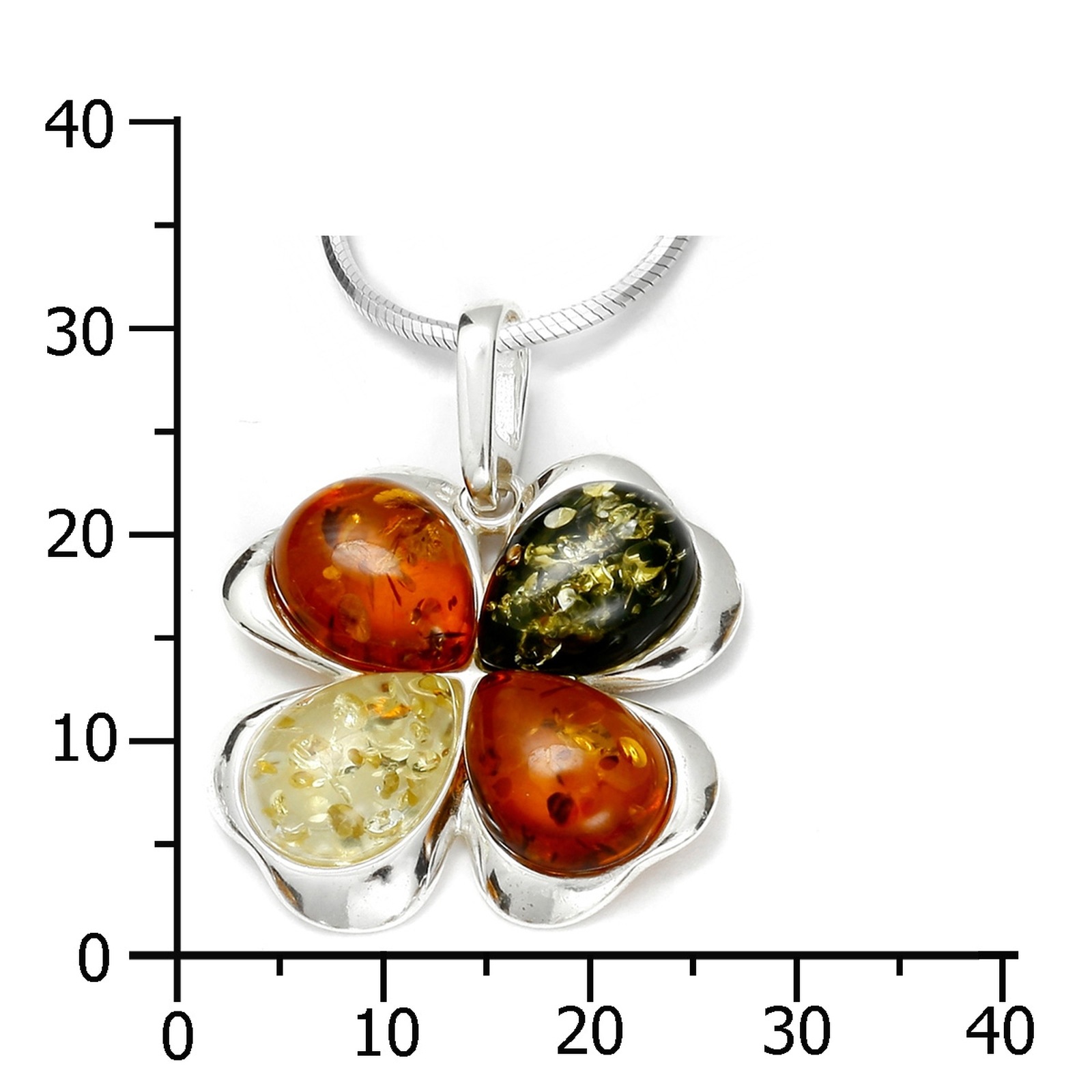 OSTSEE-SCHMUCK Kette mit Anhänger »- Kleeblatt - Silber 925/000 - Bernstein«