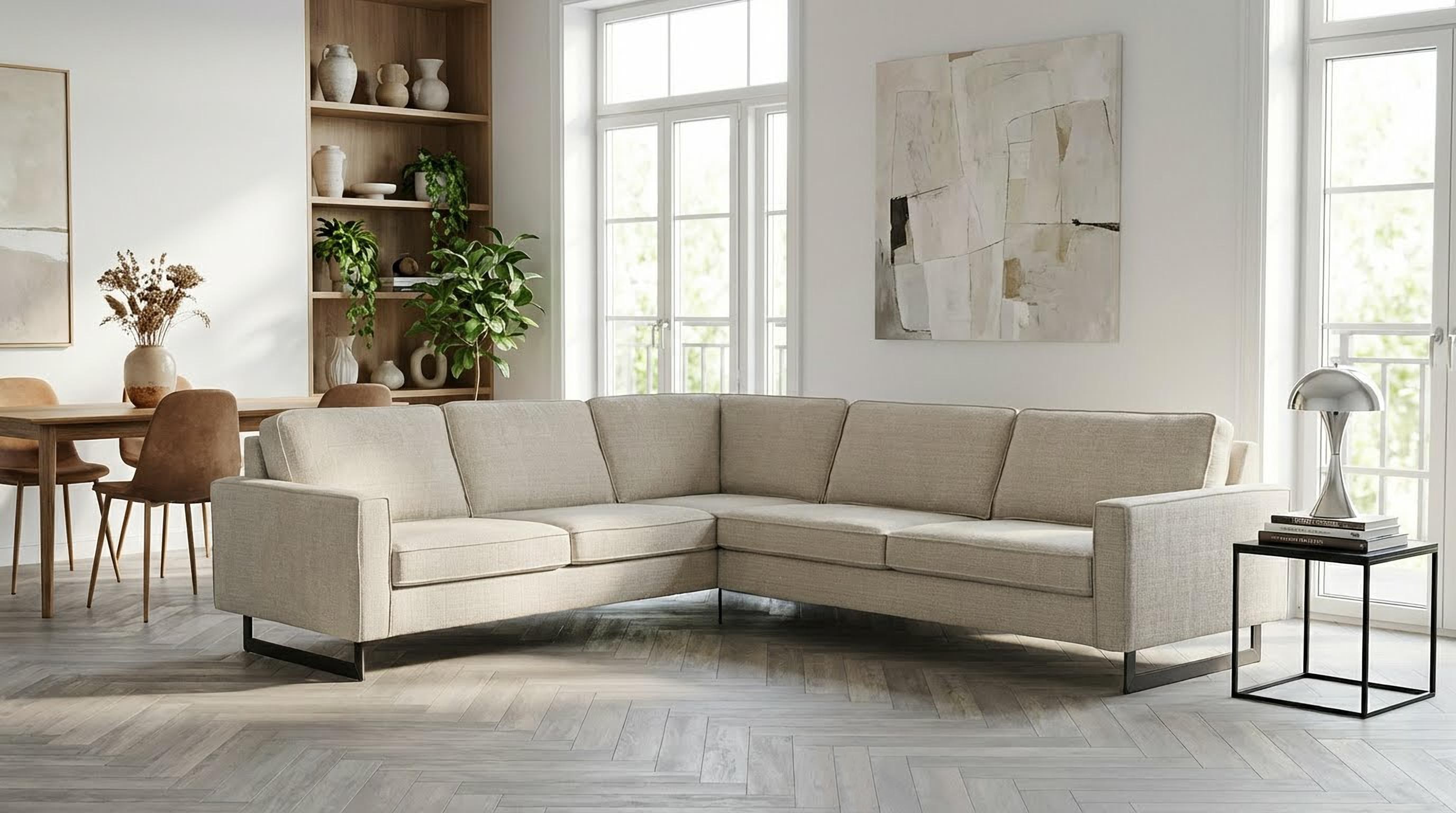 OTTO home Ecksofa "Pinto, XXL, 250/290 cm, langer Schenkel, Ottomane" Cord, Chenille, Lederoptik, mit Keder, Metallfüße, Wellenunterfederung
