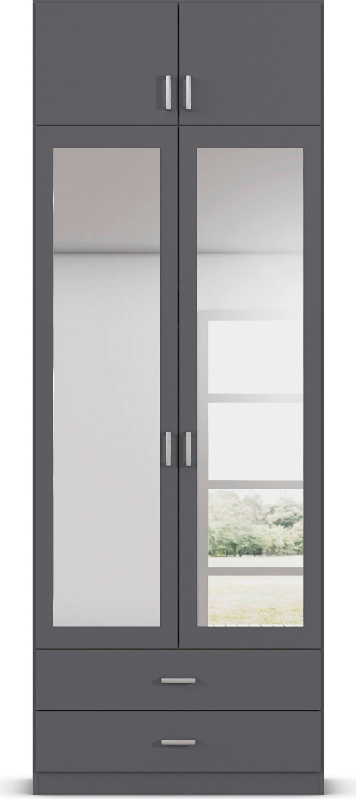 rauch Kleiderschrank »Schrank Garderobe Wäscheschrank GAMMA in 4 Breiten 91-226 cm« 3 verschiedene Ausstattungen BASIC/CLASSIC/PREMIUM (inkl. SOFT-CLOSE),  mit Schubladen und Schrankaufsatz sowie Spiegel MADE IN GERMANY