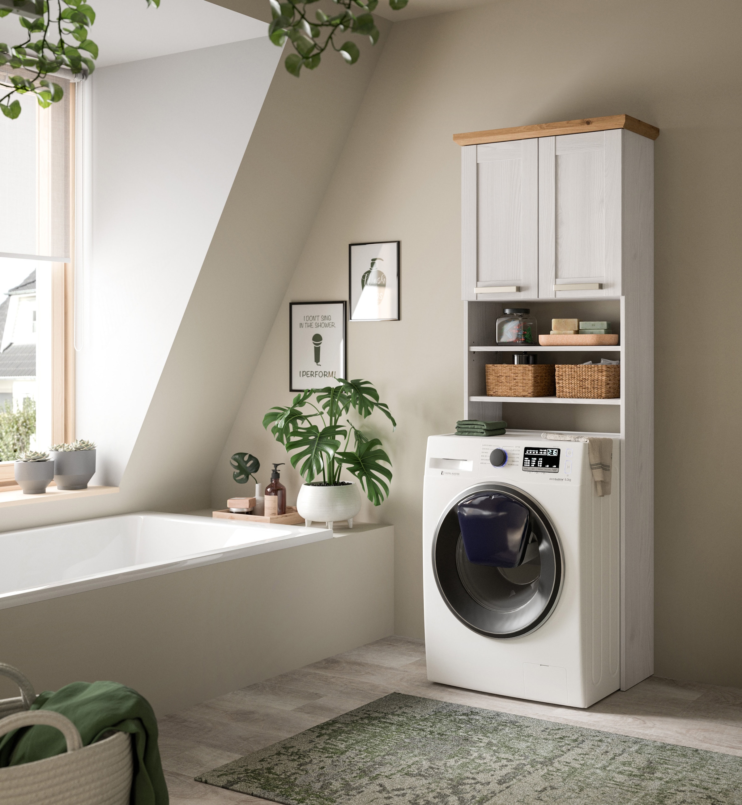welltime Waschmaschinenumbauschrank »COSENZA« 1 Stk. tlg. Waschmaschinenumbau, Waschmaschine, Bad, Badezimmer