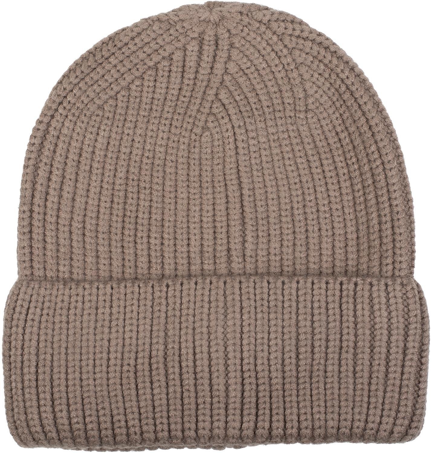 styleBREAKER Strickmütze "Feinstrick Beanie Mütze mit Krempe" 1 Stk.