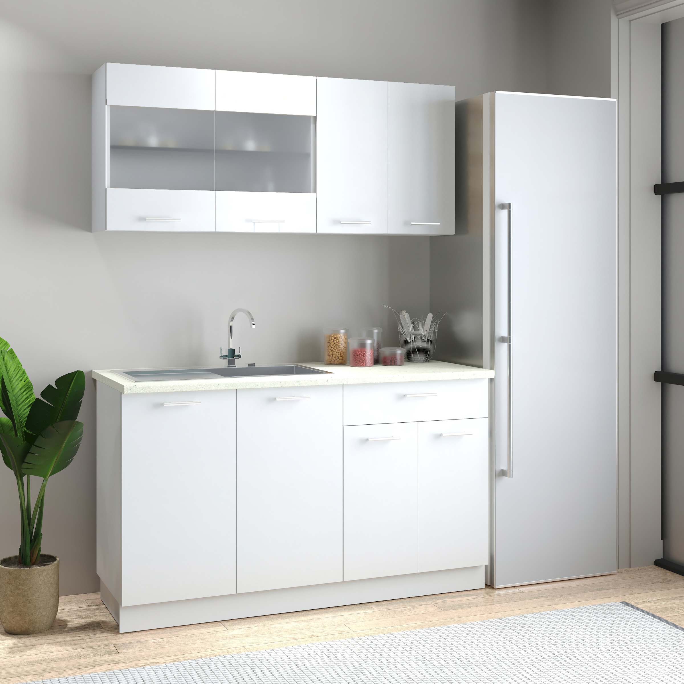 VCM Küchenzeile »Esilo«, 4-tlg Singleküche | Maße H. 145 x B. 140 x. T. 60 cm, ohne E-Geräte