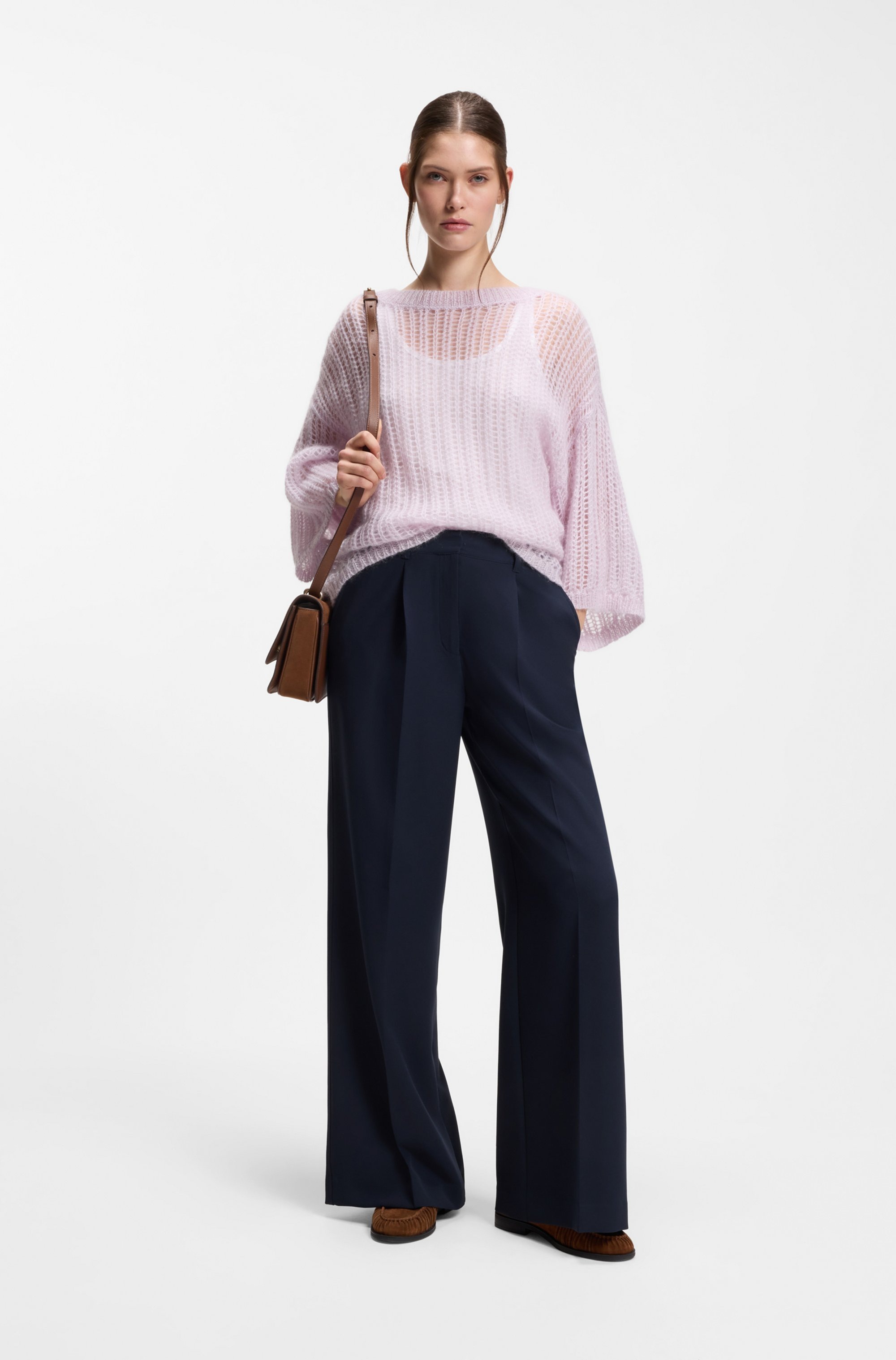 Thumbnail - BOSS ORANGE Anzughose "Tiwi Premium Damenmode" Wide Leg mit Bügelfalte