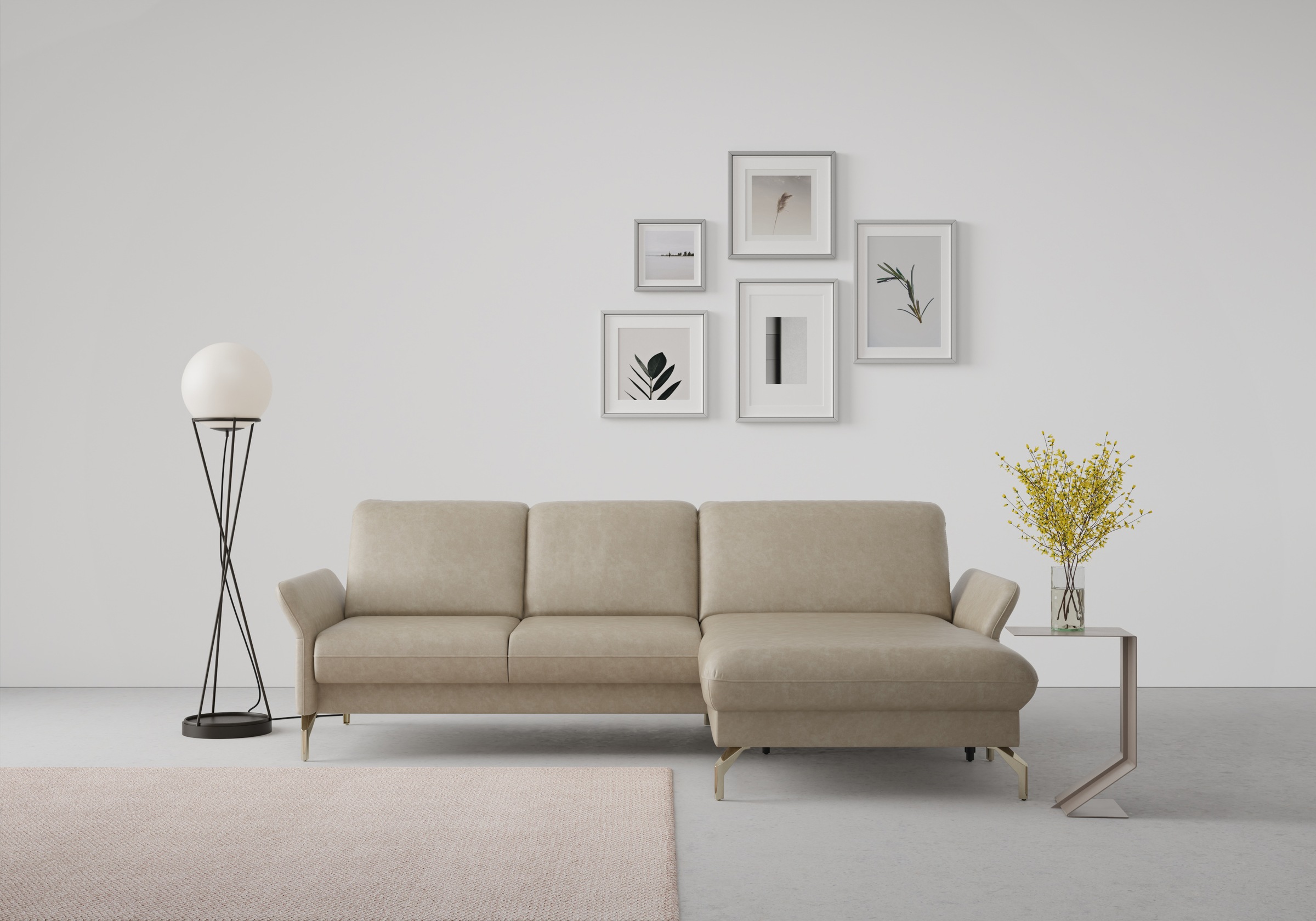 sit&more Ecksofa "Fashion L-Form" wahlweise mit Kopfteilverstellung, Vorziehsitz, motorisch, Nickelfüße