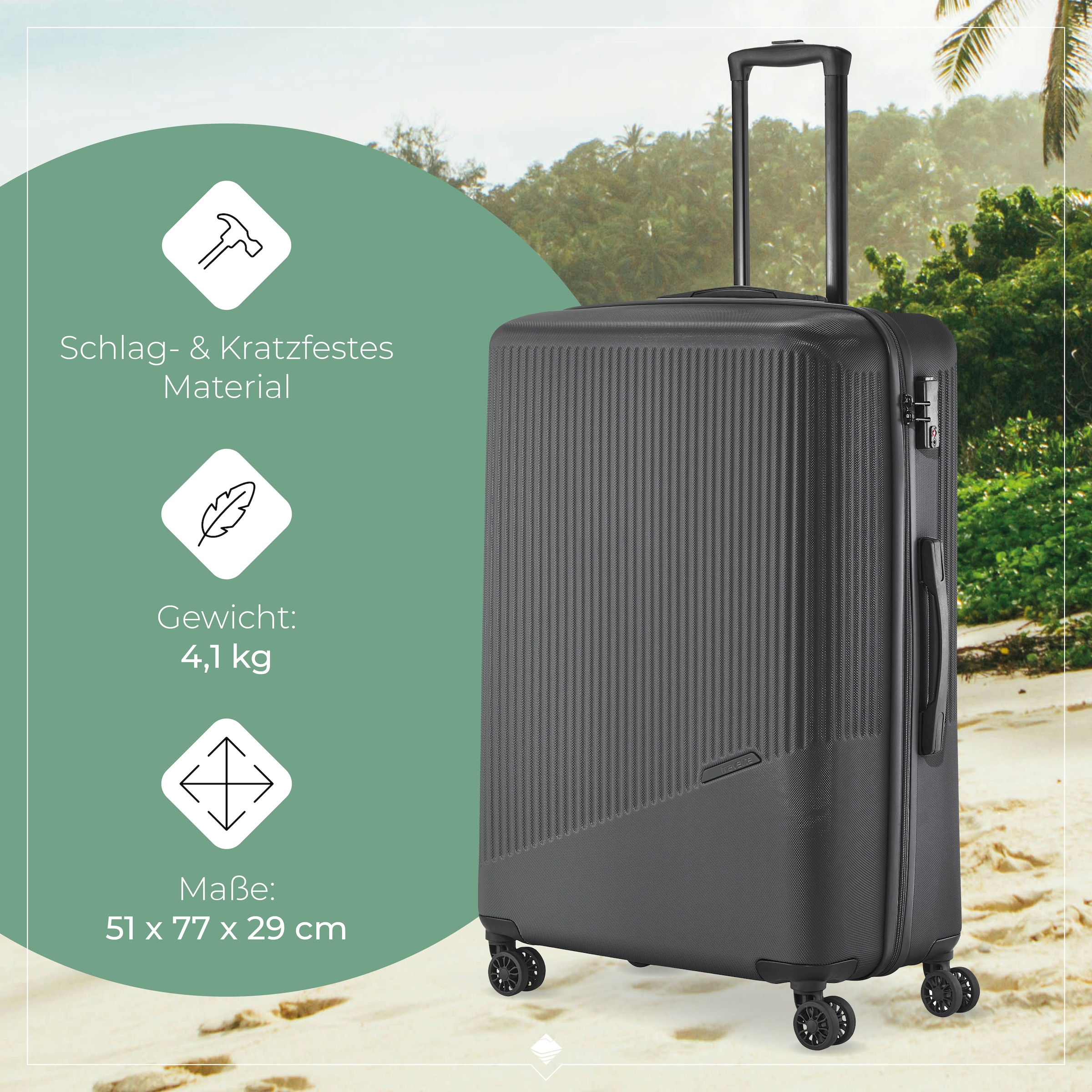 travelite Hartschalen-Trolley »BALI, in verschiedenen Größen und Farben«, 4 Rollen, Hartschallenkoffer Reisegepäck Reisekoffer TSA Schloss