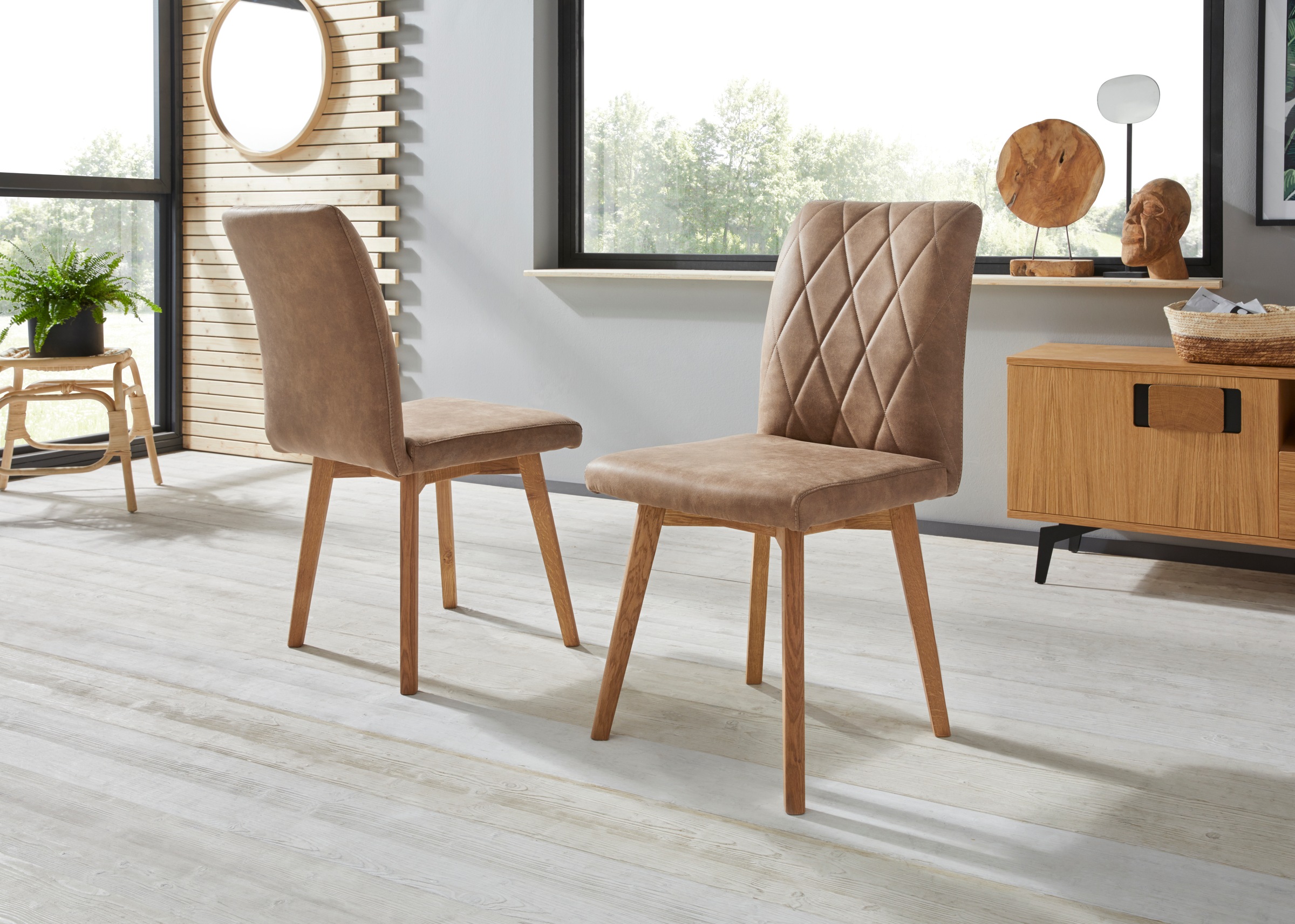Home affaire Esszimmerstuhl "Brest" (Set) 2 Stk. Microfaser Gestell aus Eic günstig online kaufen