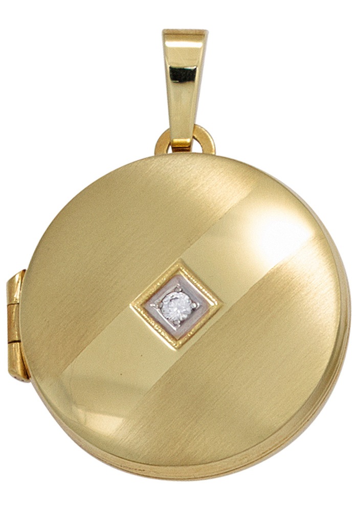 JOBO Medallionanhänger »Anhänger Medaillon rund«, 333 Gold mit Zirkonia