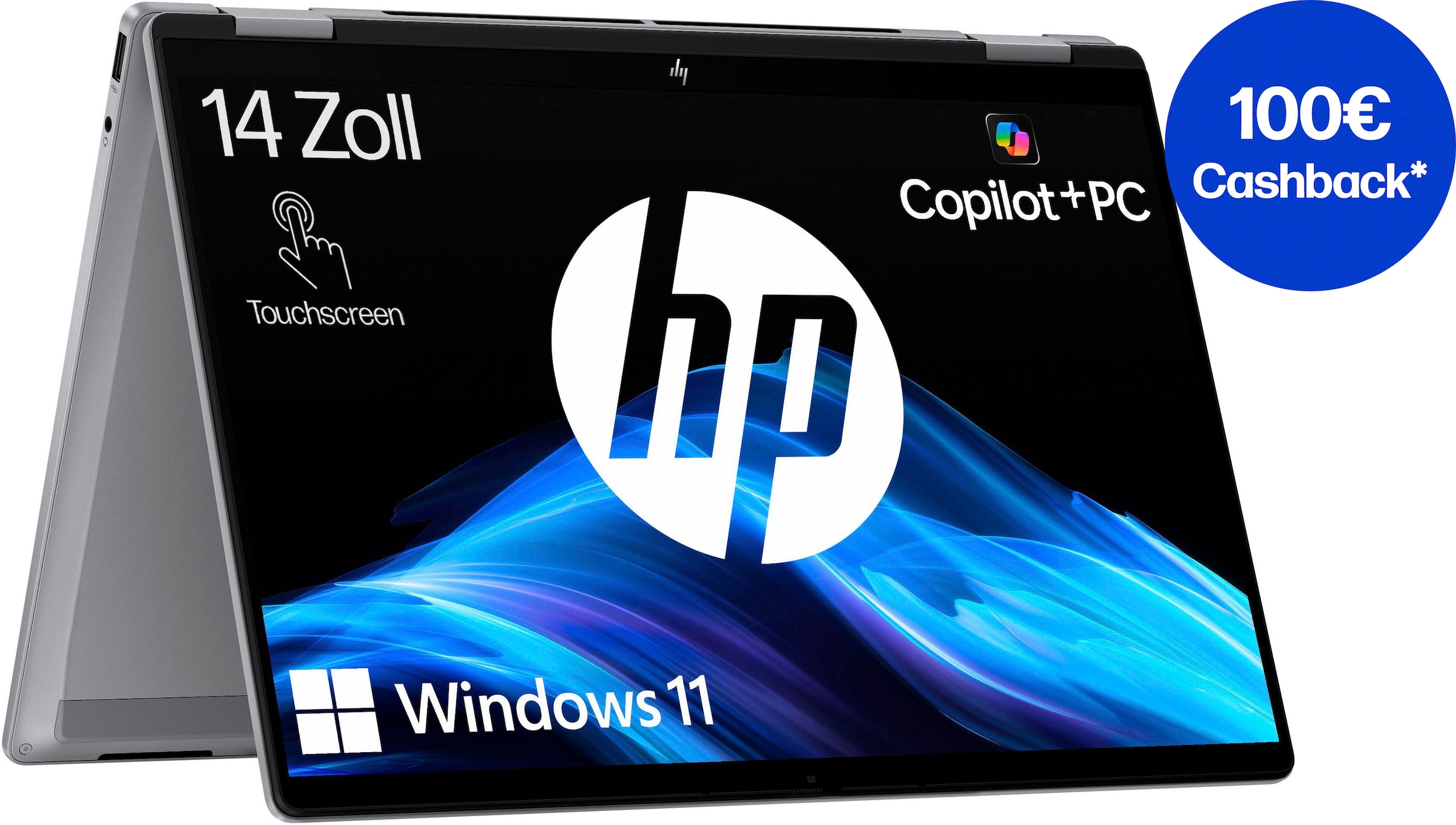 HP Convertible Notebook "OmniBook X Flip 14-fk0252ng", 16 GB RAM 512 GB SSD, Ryzen AI 5, Windows11Home, silber, Notebooks