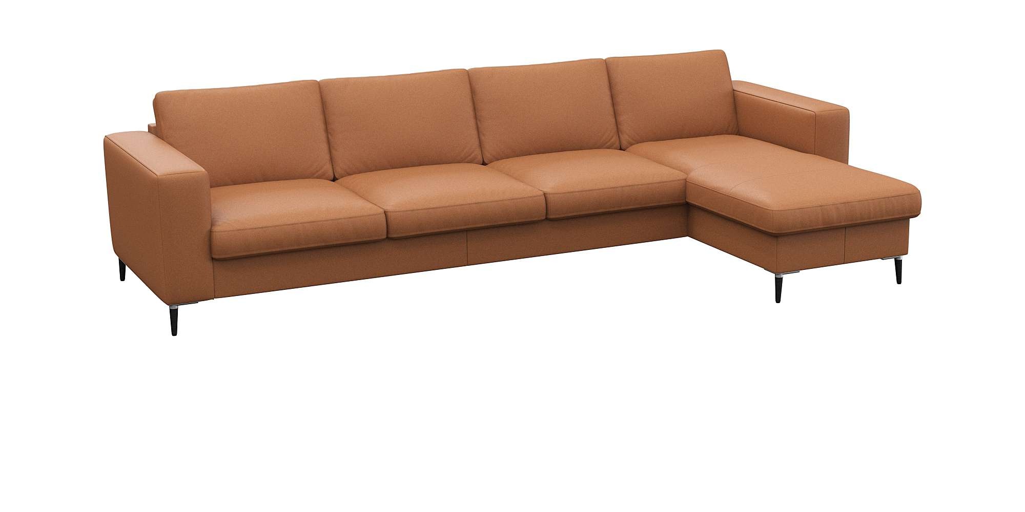 FLEXLUX Ecksofa »Fiore, super Sitzkomfort durch Kaltschaum im Sitz, L-Form«, breite Armlehnen, Füße Alu+schwarz