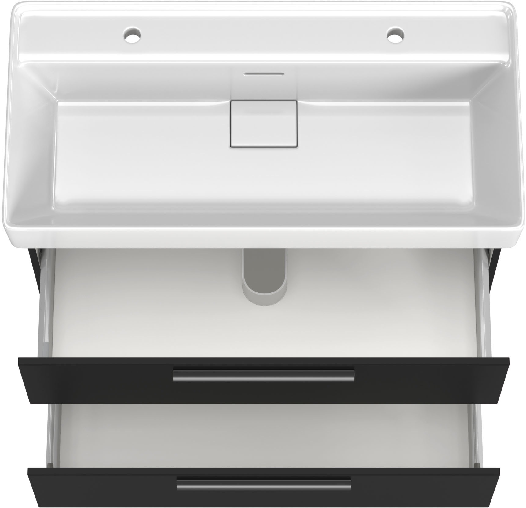 welltime Waschtisch »SALVADA, Softclose-Auszüge, Keramikbecken« Maße (B/T/H): 100/48/63 cm,  Schwarz, Lochbohrung für zwei Armaturen, Anti-Finger-Print