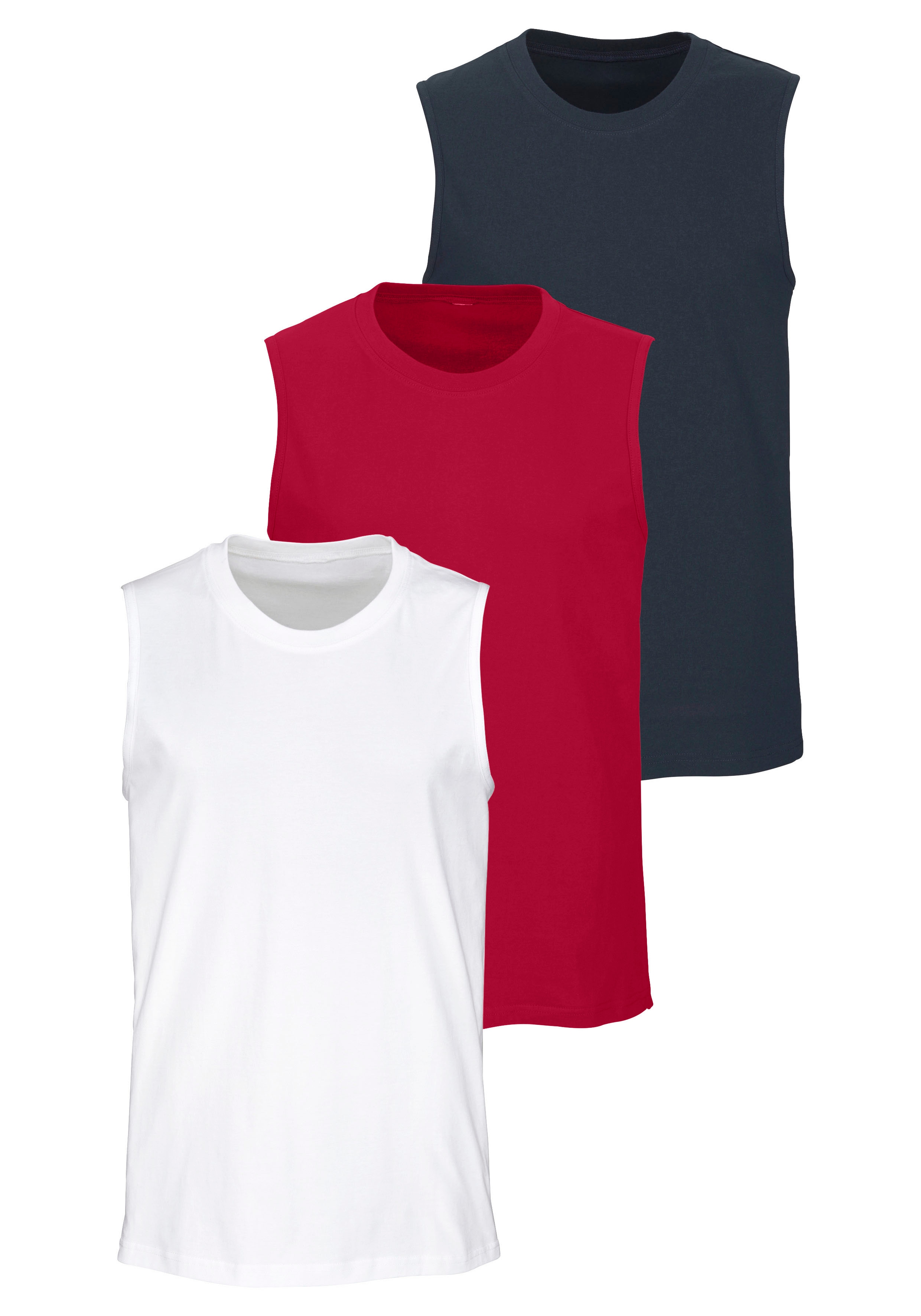 H.I.S Muscleshirt ", Unterziehshirt, Unterhemd für Herren" Packung, 3er-Pack, unifarben, Rundhalsausschnitt, aus Baumwolle