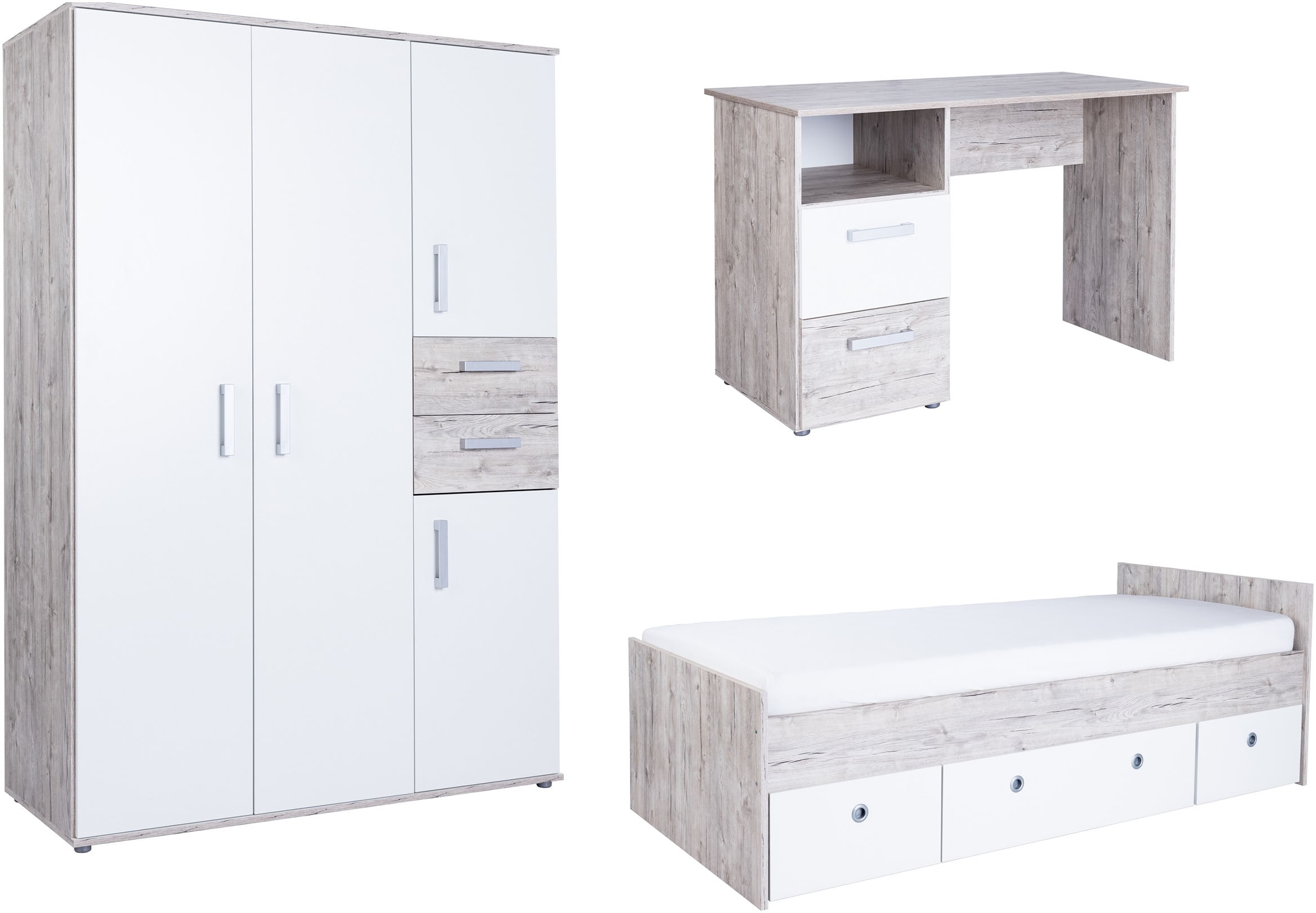 arthur berndt Jugendzimmer-Set "Jugendzimmer-Set "Bente" 3-teilig" 3tlg -Schrank, Bett, Schreibtisch, 3 tlg. Stauraumstark, pflegeleicht, zeitlos, Made in Germany