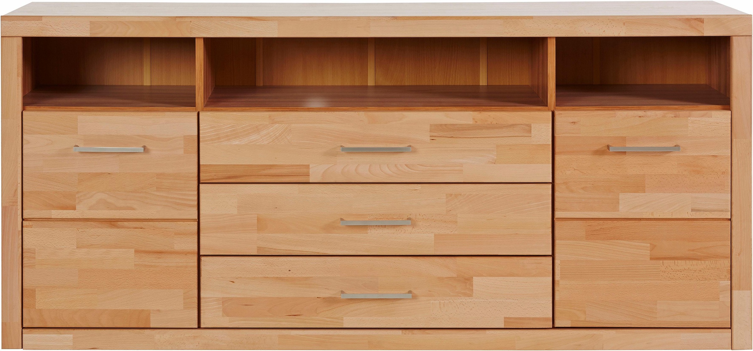 Home affaire Sideboard "Ribe,180cm breit, Fronten Massivholz,7 Fächer", Hol günstig online kaufen