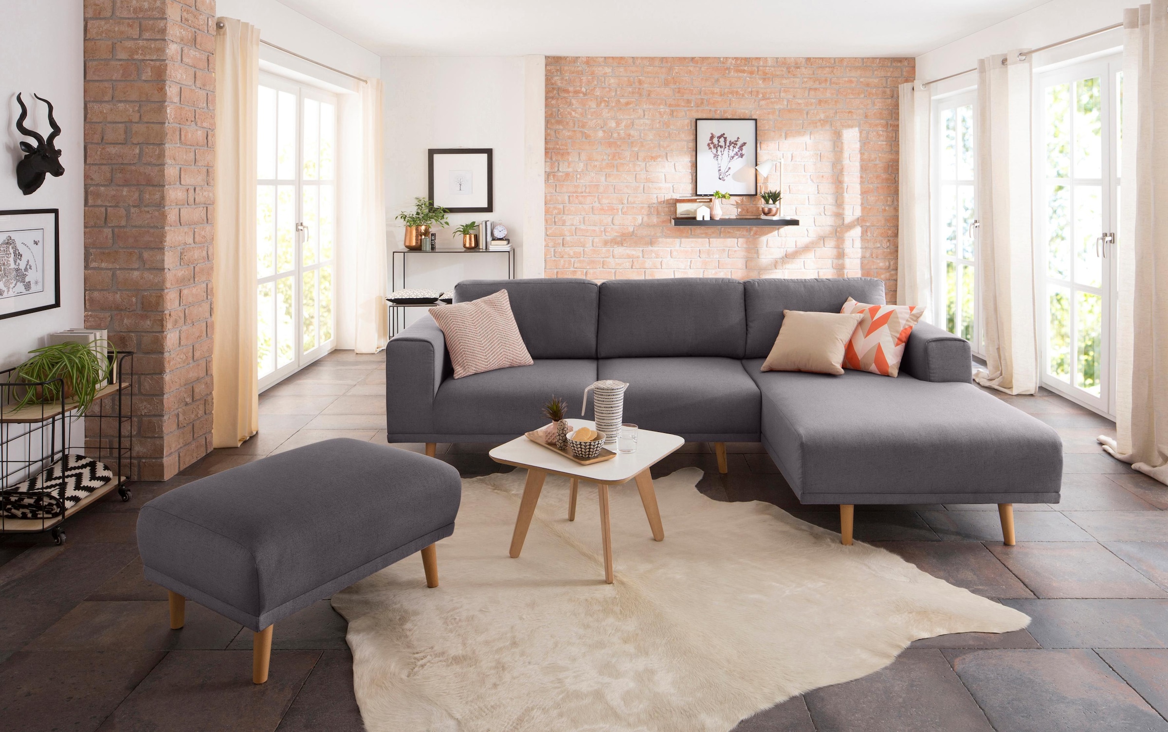 Home affaire Ecksofa »Lasse L-Form«, im scandinavischen Stil mit Holzfüßen