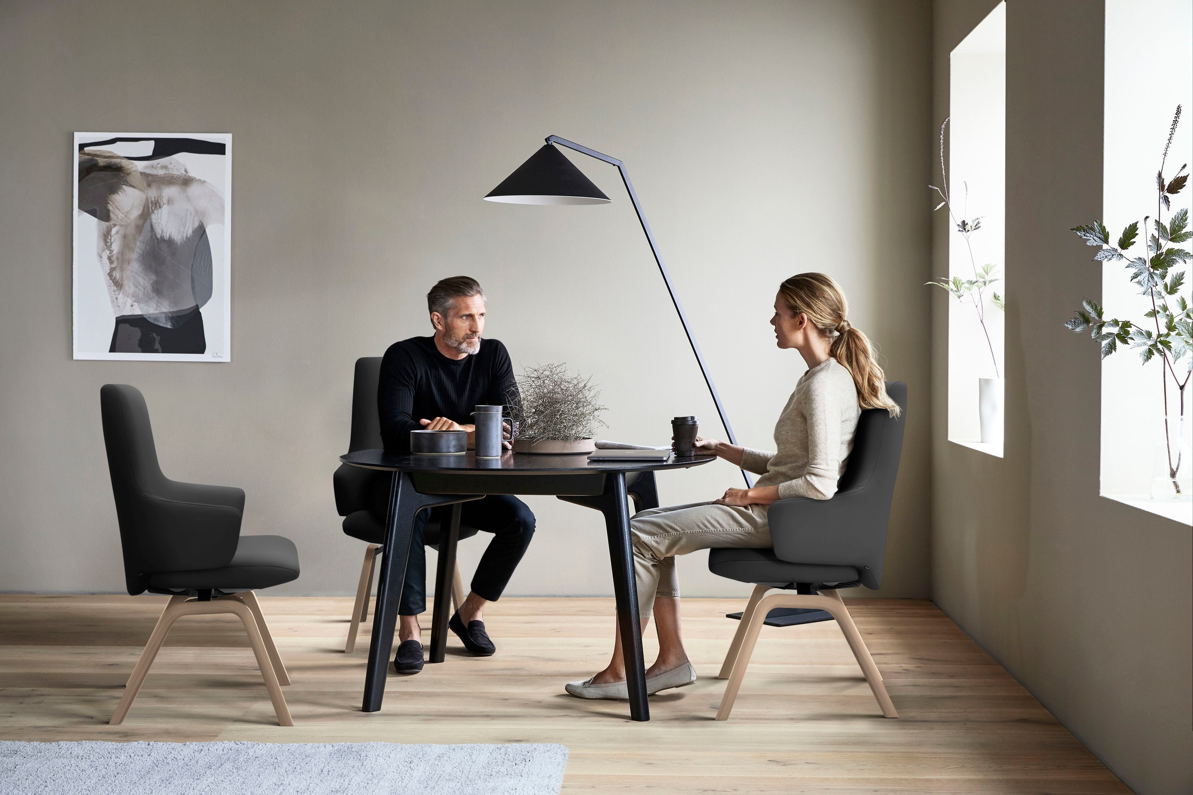 Stressless® Polsterstuhl »Laurel«, Leder PALOMA, High Back mit Armlehne, Größe L, mit schräggestellten Beinen in Eiche