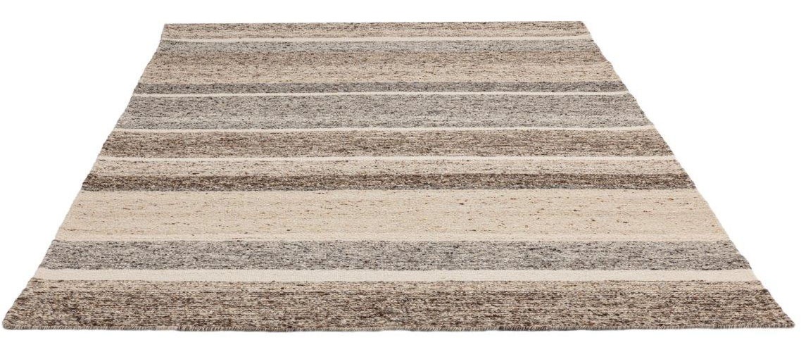 THEKO Wollteppich »Ehrwald TK-155« rechteckig 12 mm Höhe Wendeteppich, besonders flach, reine Wolle, handgewebt, gestreift