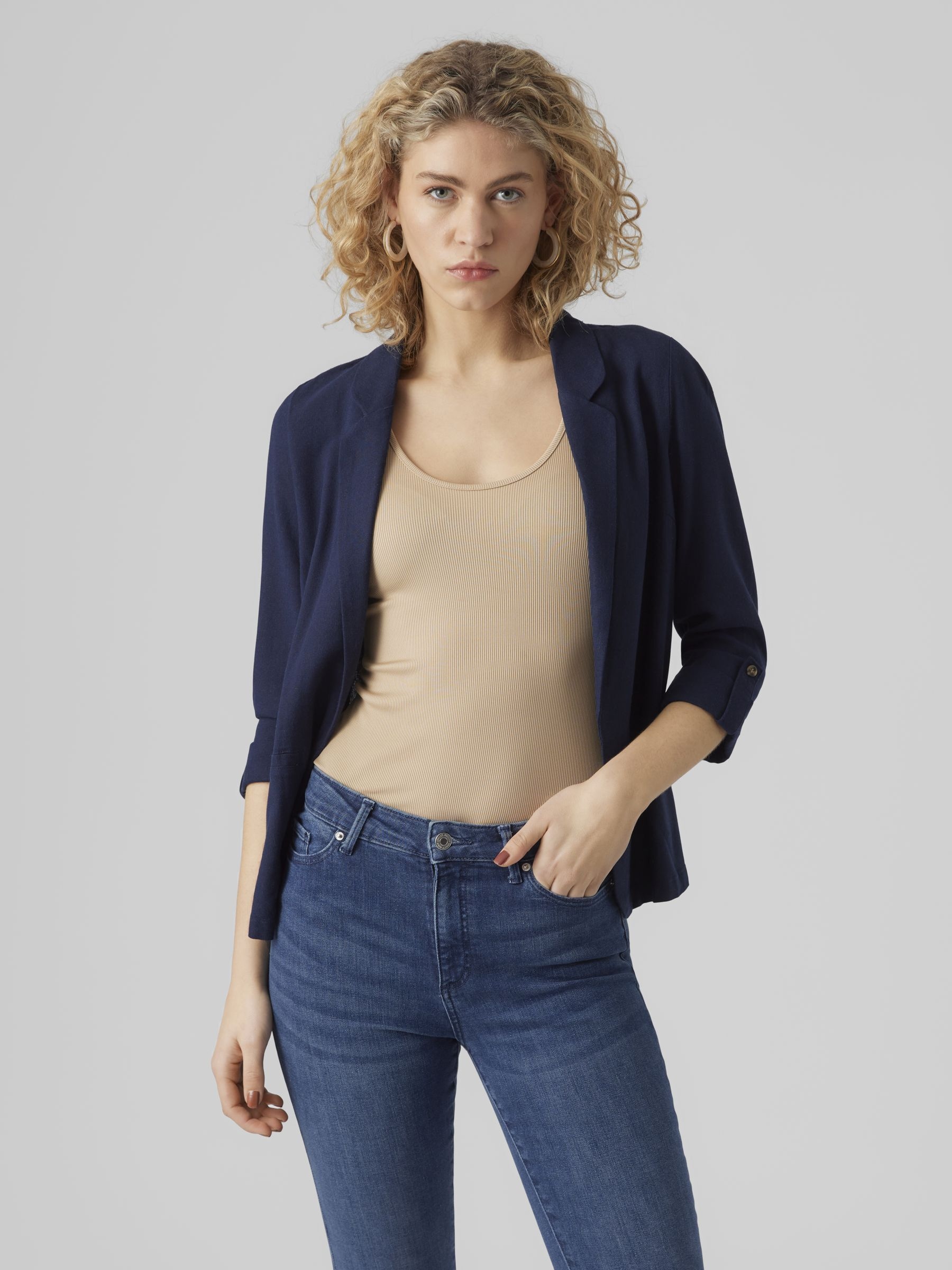 Vero Moda Kurzblazer "VMJESMILO 3/4 LOOSE BLAZER WVN NOOS", mit Leinen günstig online kaufen