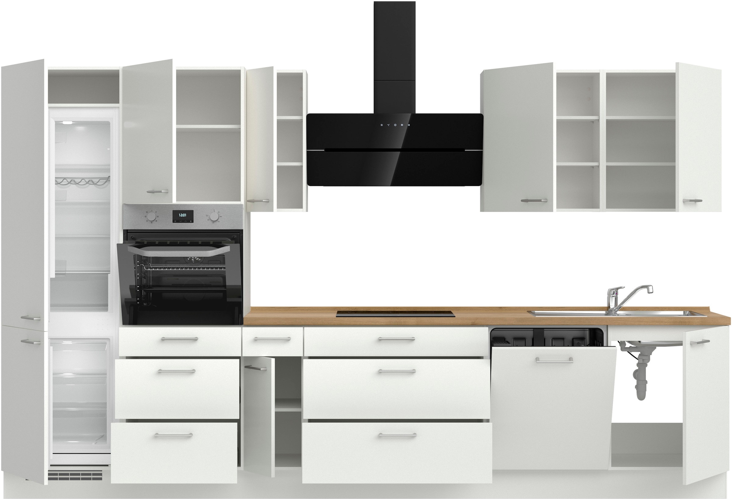 nobilia® Küchenzeile »"Laser II"«, vormontiert, Ausrichtung wählbar, Breite 360 cm, wahlw. mit E-Geräten