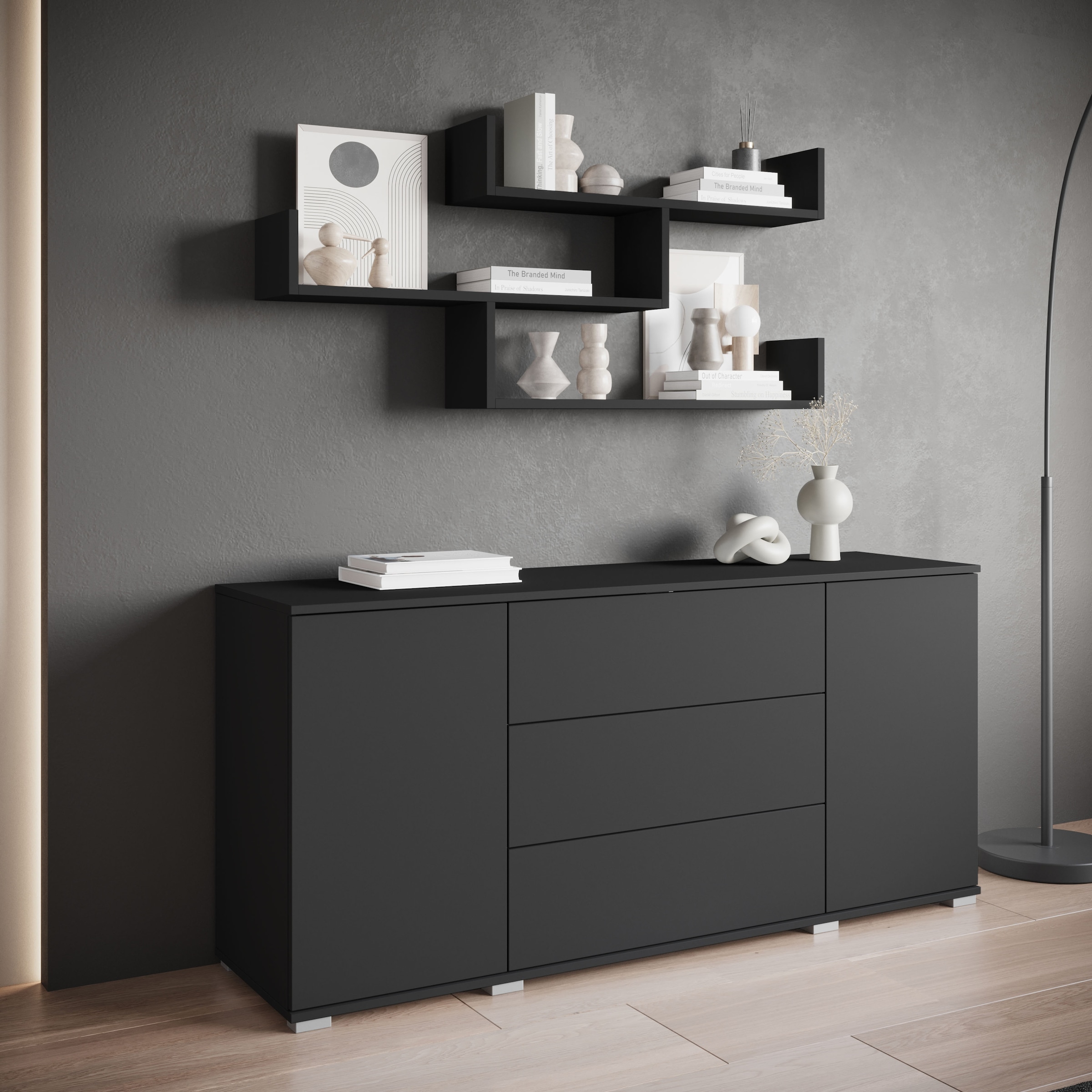 INOSIGN Wandboard »Wandregal Trio«, (1 St.), Hängeregal mit 3 Ablageflächen, modernes Design, variabel einsetzbar