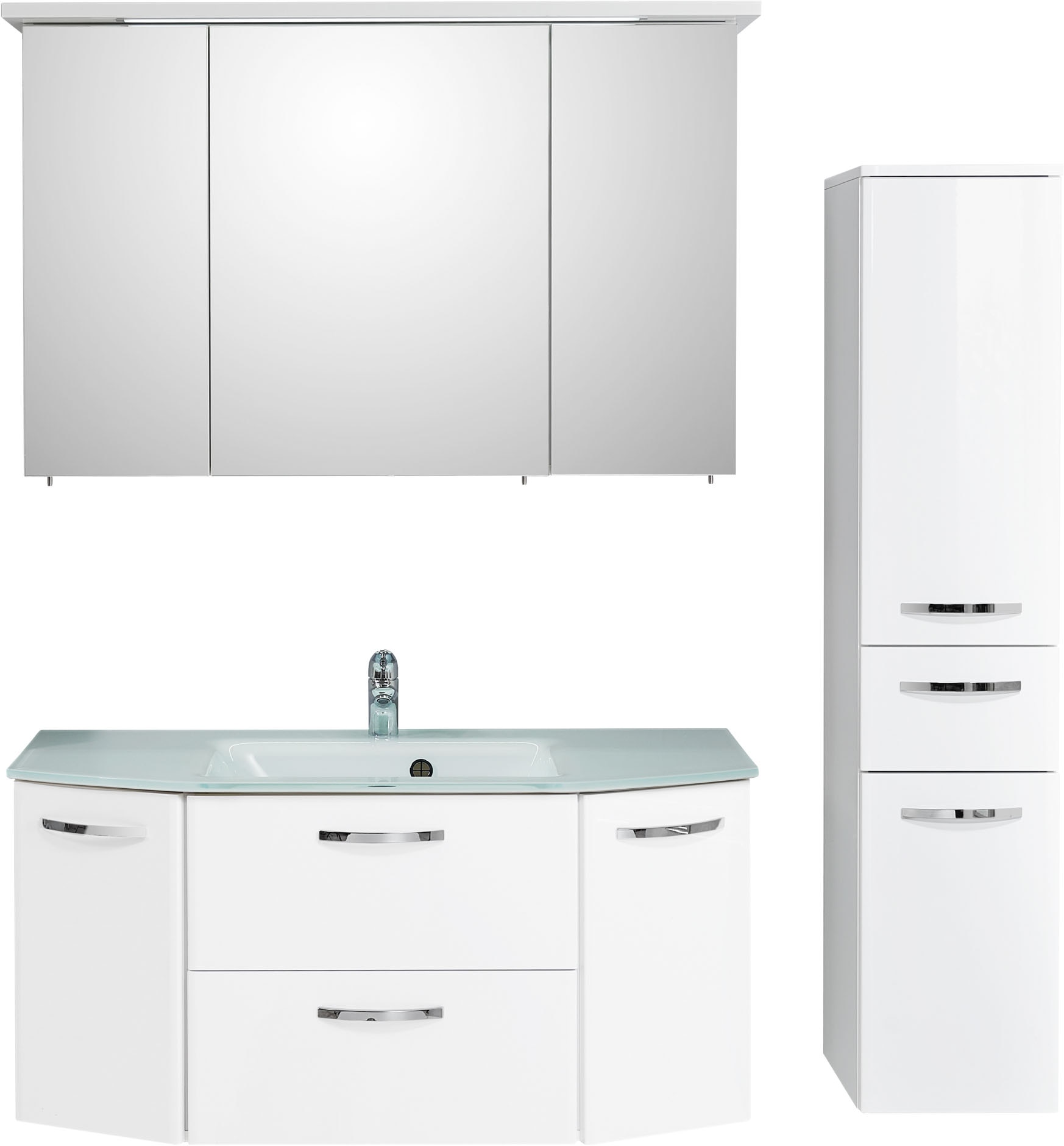 Saphir Badmöbel-Set »Quickset 326, 4-teilig, mit Glaswaschtisch« 4 Stk. tlg.