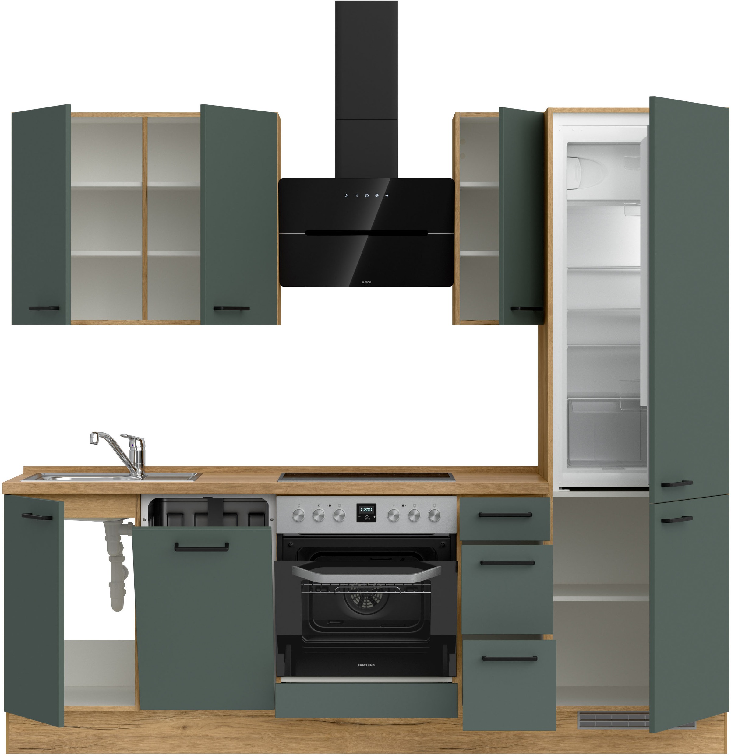nobilia® Küchenzeile »"Easytouch II"«, vormontiert, Ausrichtung wählbar, Breite 240 cm, wahlw. mit E-Geräten