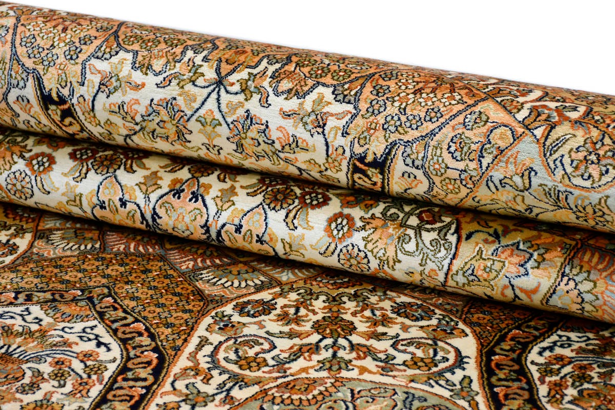 Kayoom Seidenteppich »Kashan 205«, rechteckig, 10 mm Höhe, Einzelstück mit Zertifikat, Wohnzimmer
