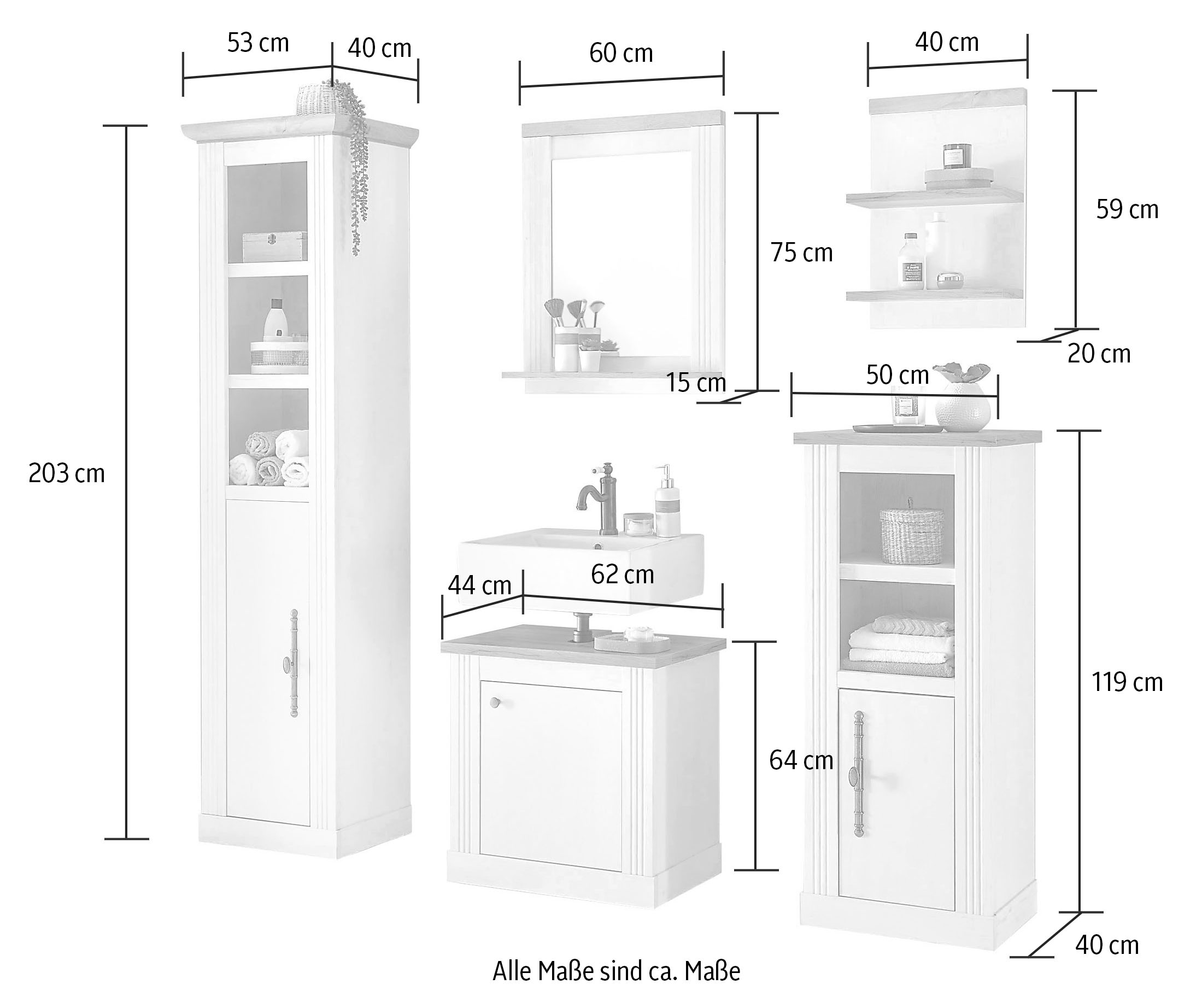 Home affaire Badmöbel-Set »WESTMINSTER«, (5 St.), im romantischen  Landhausstil kaufen | BAUR