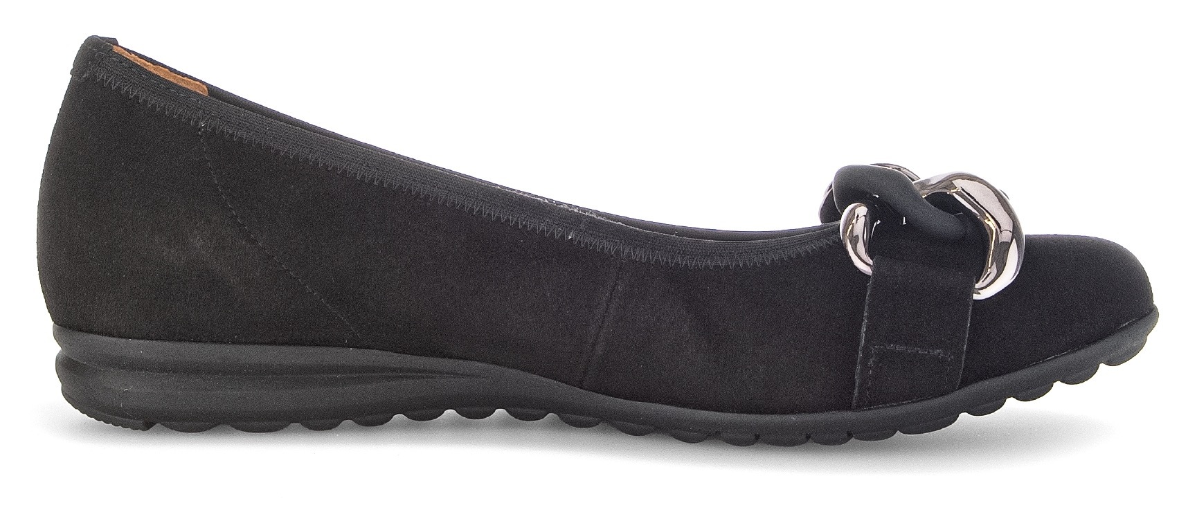 Ballerina GABOR "FLORENZ", Damen, Gr. 36, schwarz, Ziegenveloursleder, Schuhe Ballerina, Keilabsatz, Bequemschuh, Slipper, Businessschuh in Weite G (=weit) 3