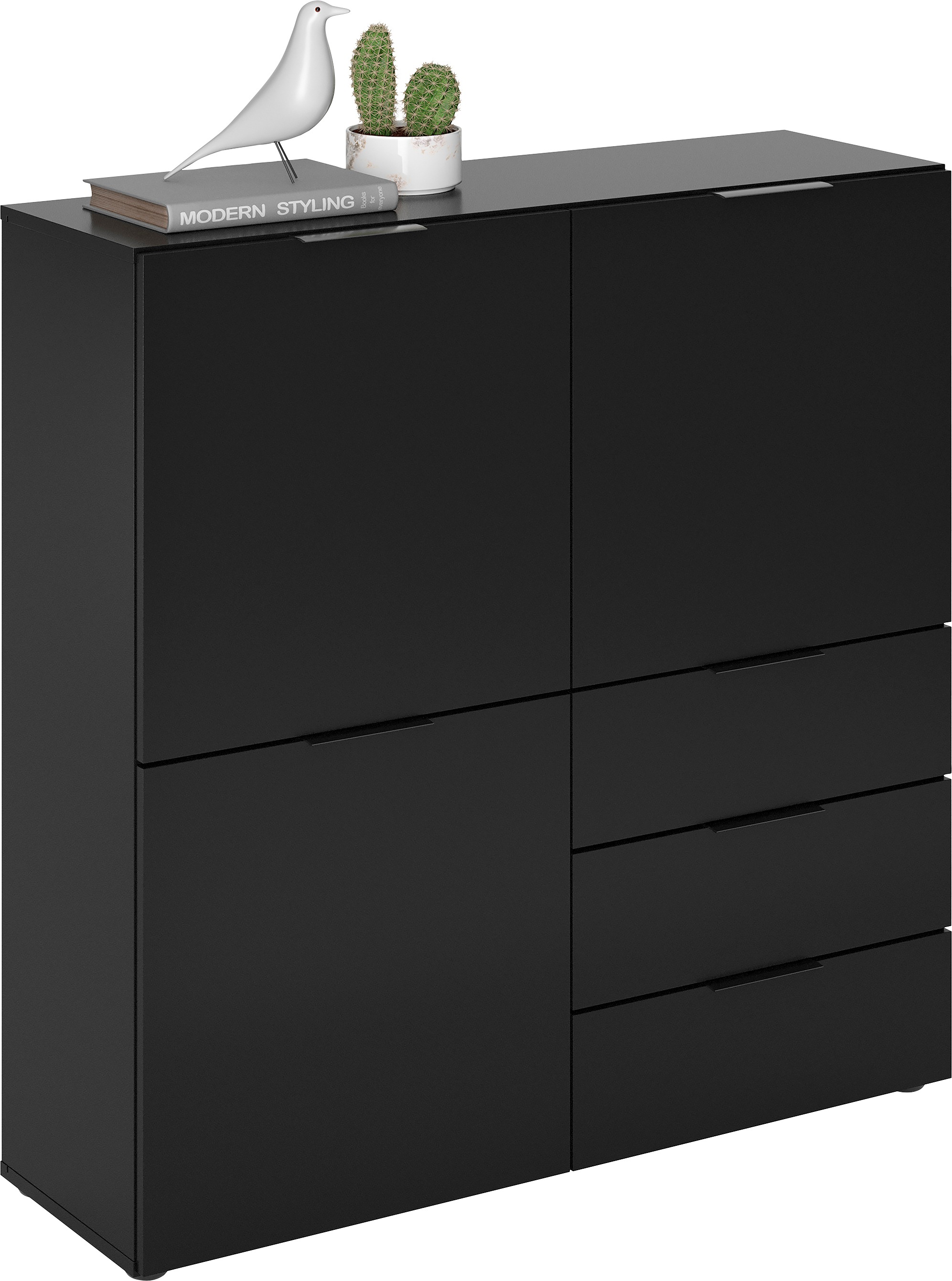 Thumbnail - FMD Kommode "Dark" mit 3 Schubladen, verstellbare Einlegeböden, Breite ca. 99 cm