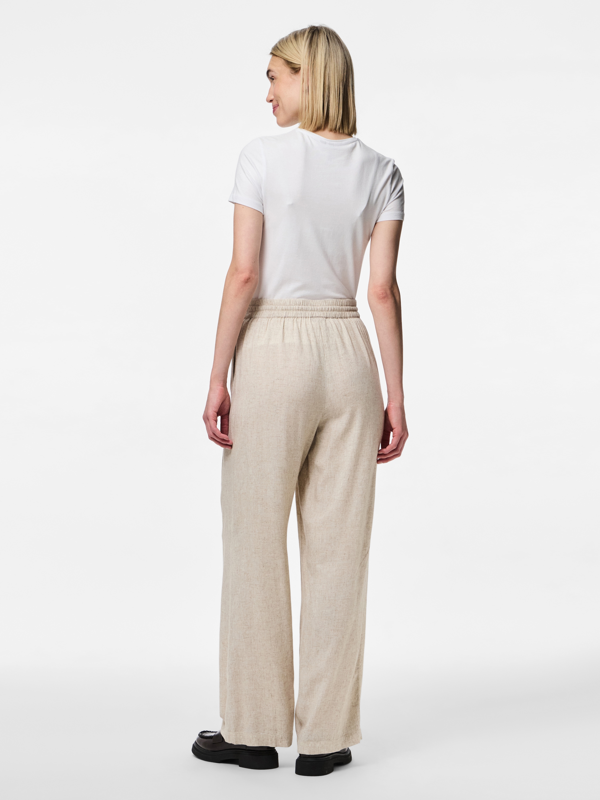 pieces Schlupfhose »PCPIA HW WIDE PANTS WVN NOOS«, mit Leinen
