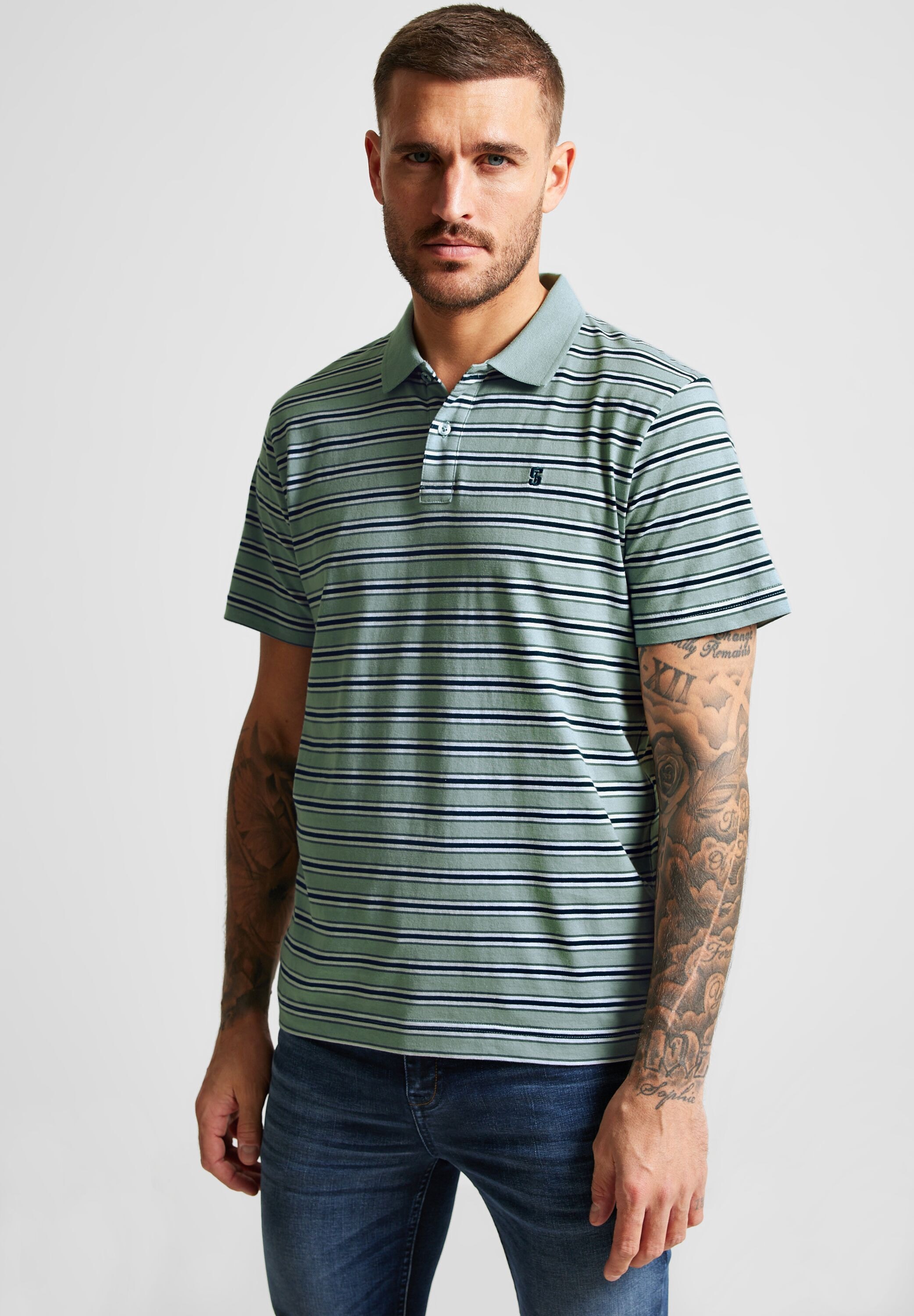 STREET ONE MEN Poloshirt, mit Streifenmuster