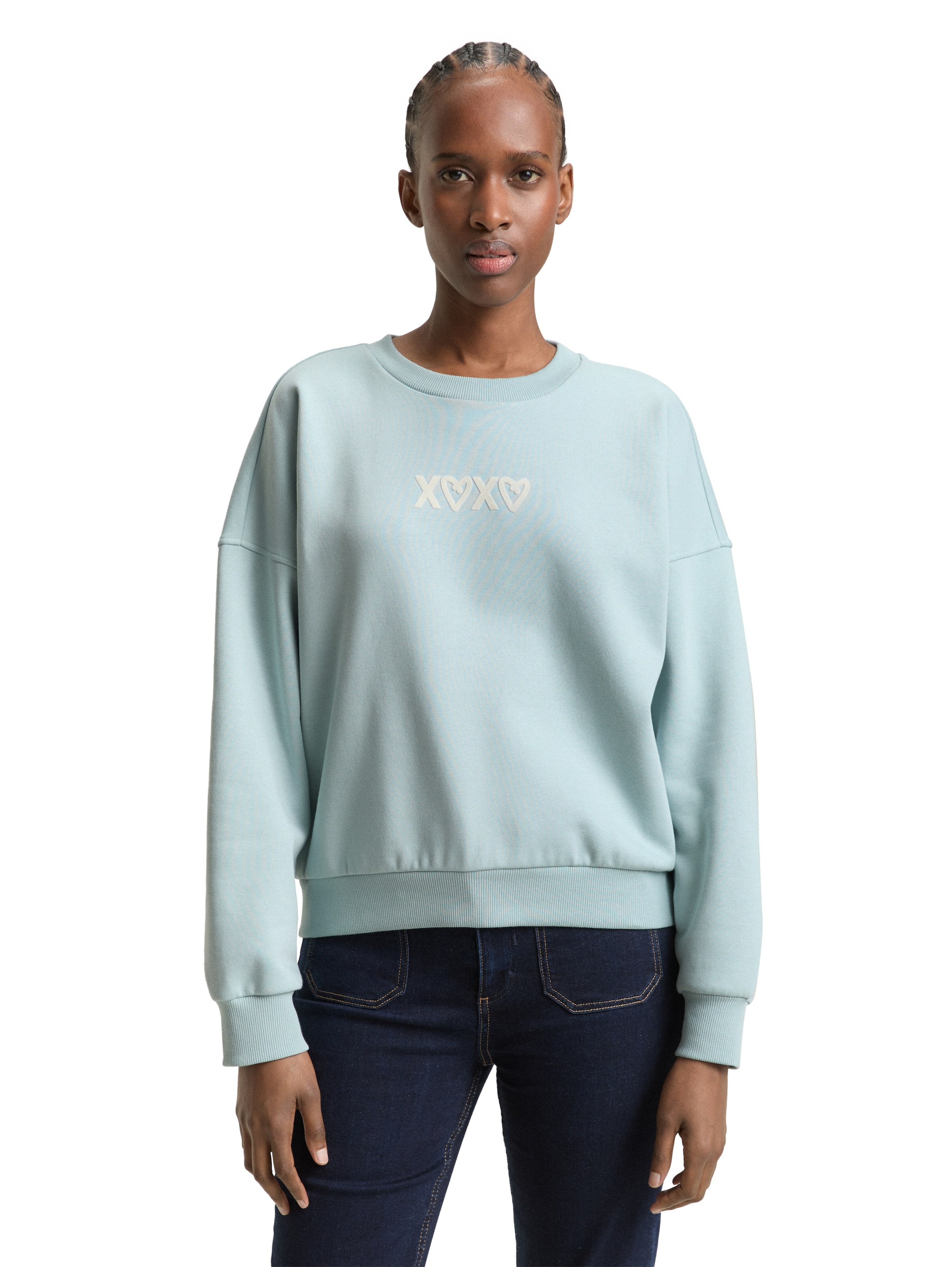 TOM TAILOR Denim Sweatshirt , Rundhals, bequeme Passform, bedruckt
