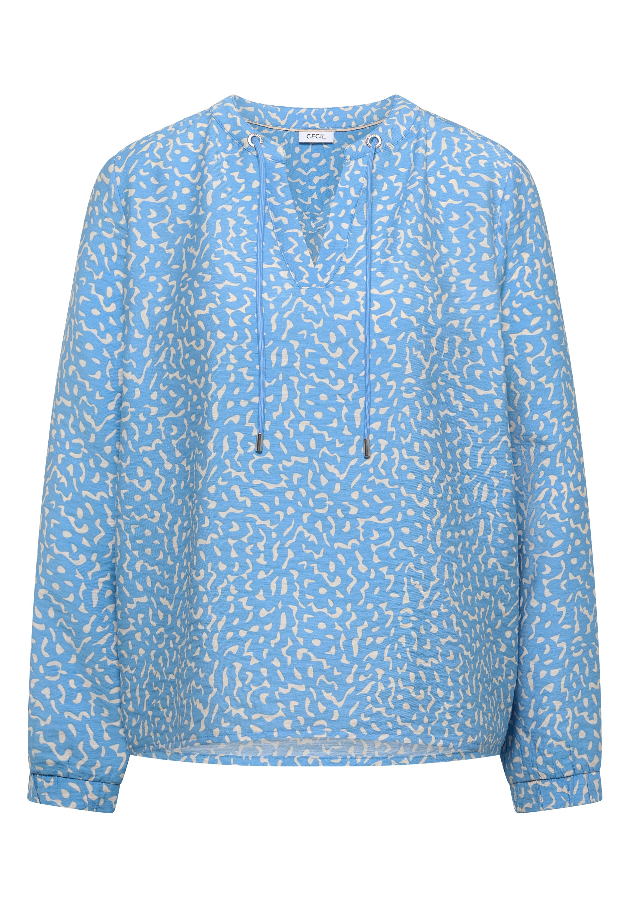 Cecil Langarmbluse mit Minimalprint und Splitneck