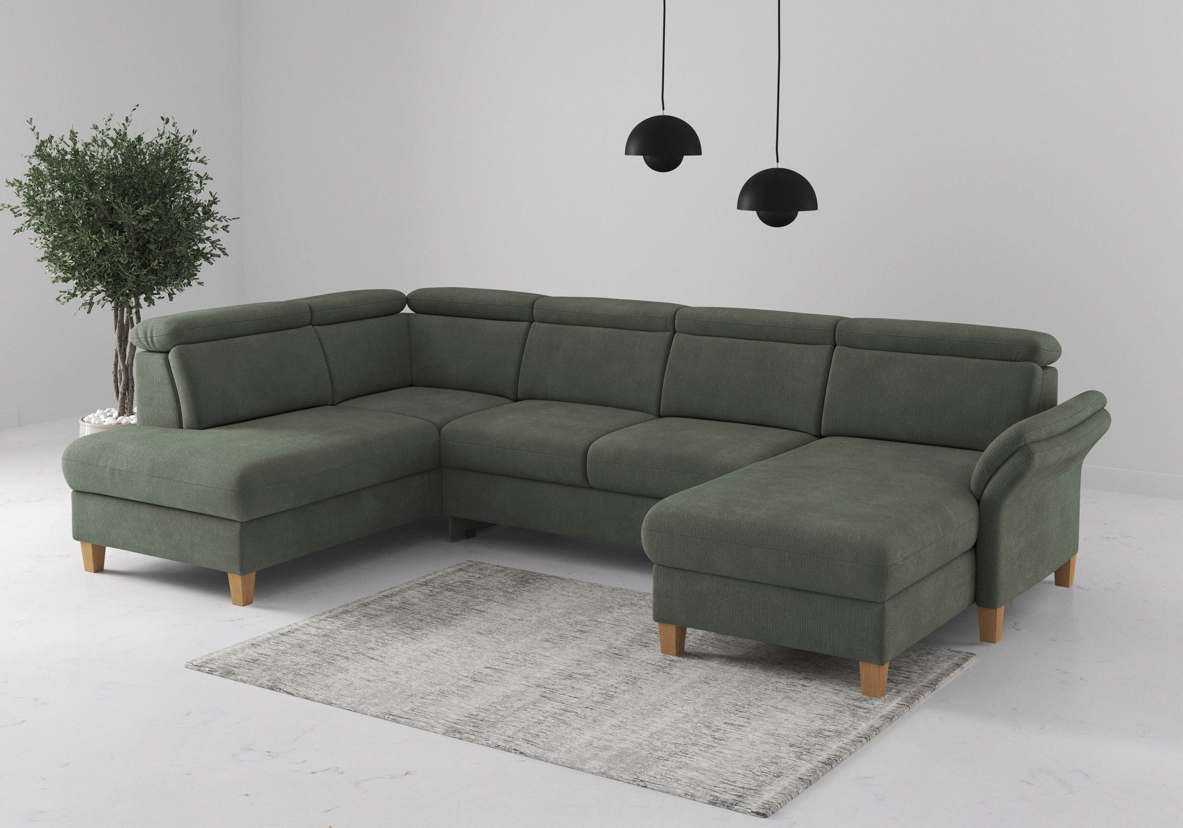 OTTO home Wohnlandschaft "Glendale, U-Form" inkl. Kopfteilverstellung, wahlweise mit Vorziehsitz und Bettkasten