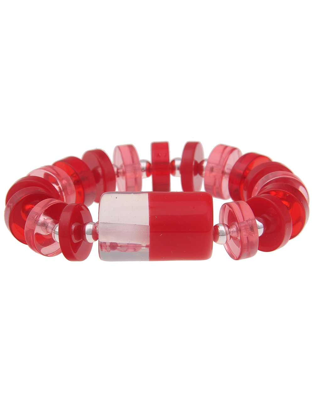 Armband »Retro Zylinder«, mit roten Kunststoff-Elementen