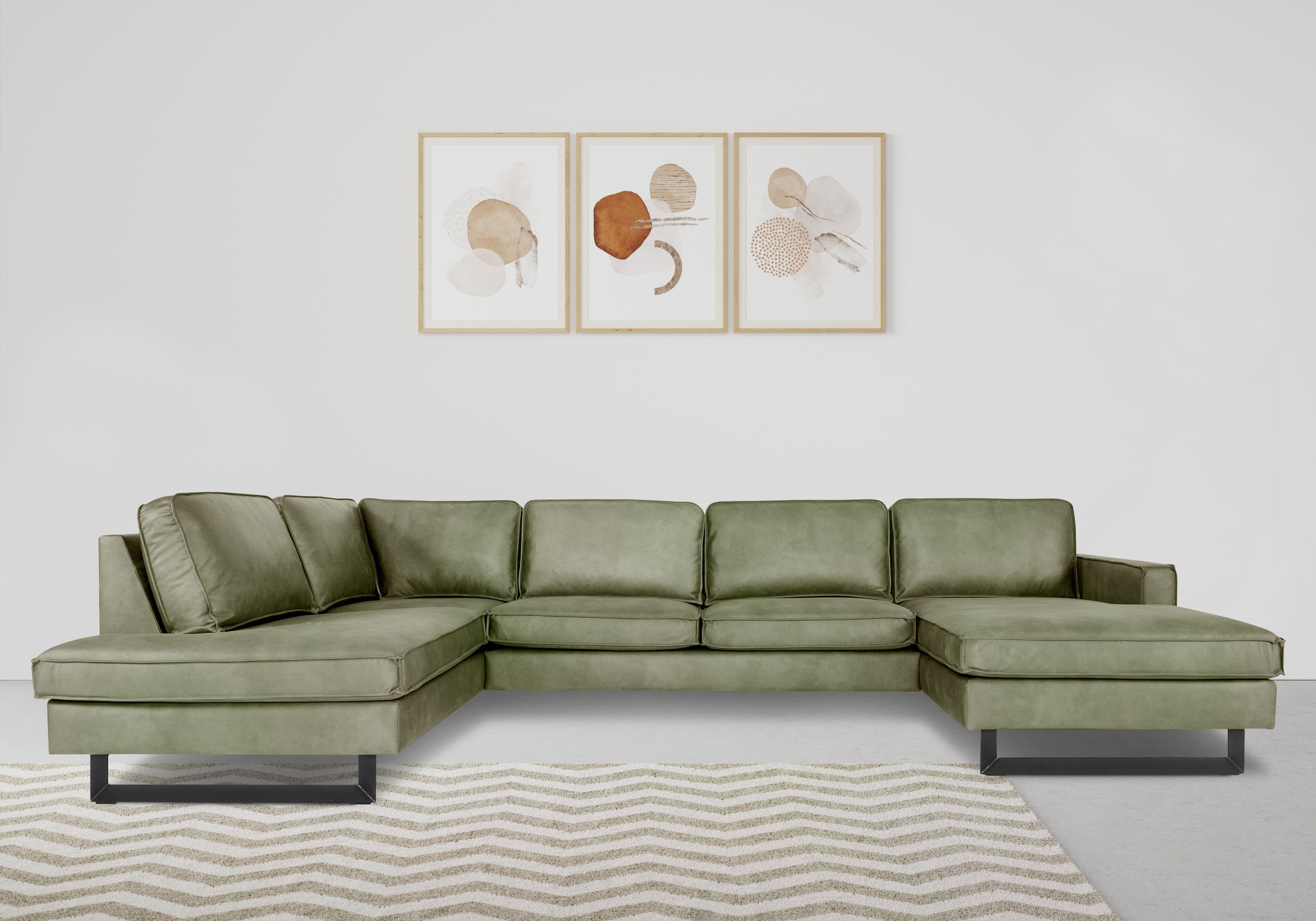 Home affaire Wohnlandschaft "Pinto, 350 cm, U-Form, XXL, mit Ottomanen" Cor günstig online kaufen