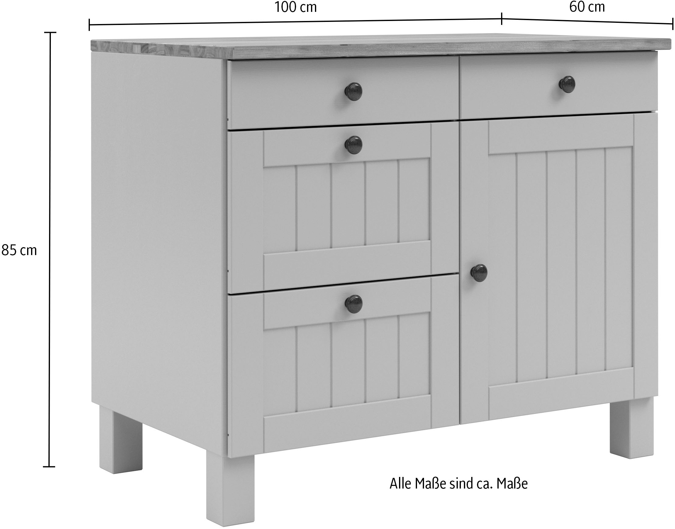Home affaire Unterschrank »Alby2«, Mit Metallgriffen, Breite 100 cm