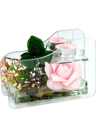 I.GE.A. Kunstpflanze »Rose im Glas mit Teelicht«, (Set, 2 St.) kaufen