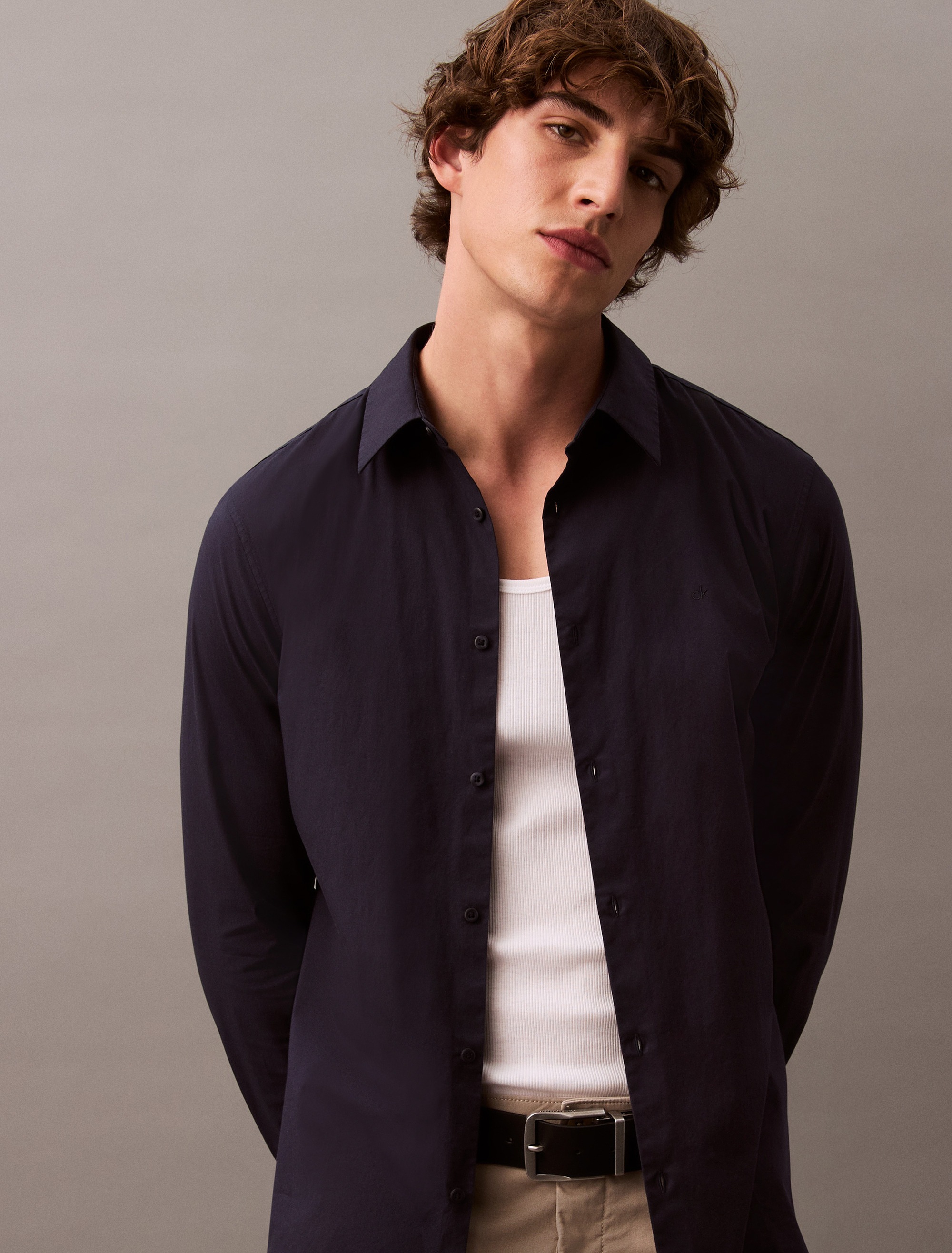 Calvin Klein Langarmhemd "LS SOLID STRETCH SLIM SHIRT", in Unifarbe günstig online kaufen