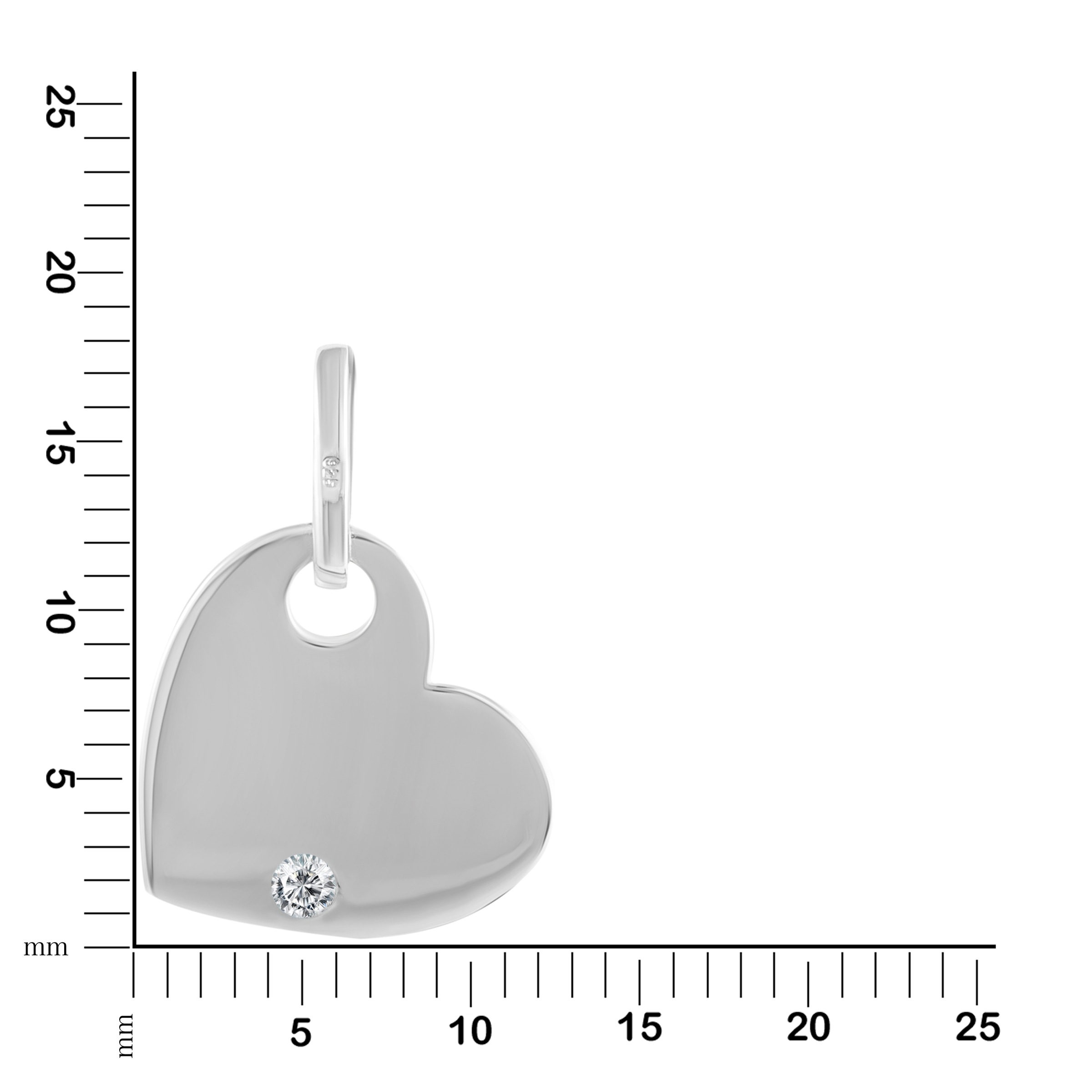 Vivance Kettenanhänger »925 Silber rhodiniert Herz Zirkonia« ()