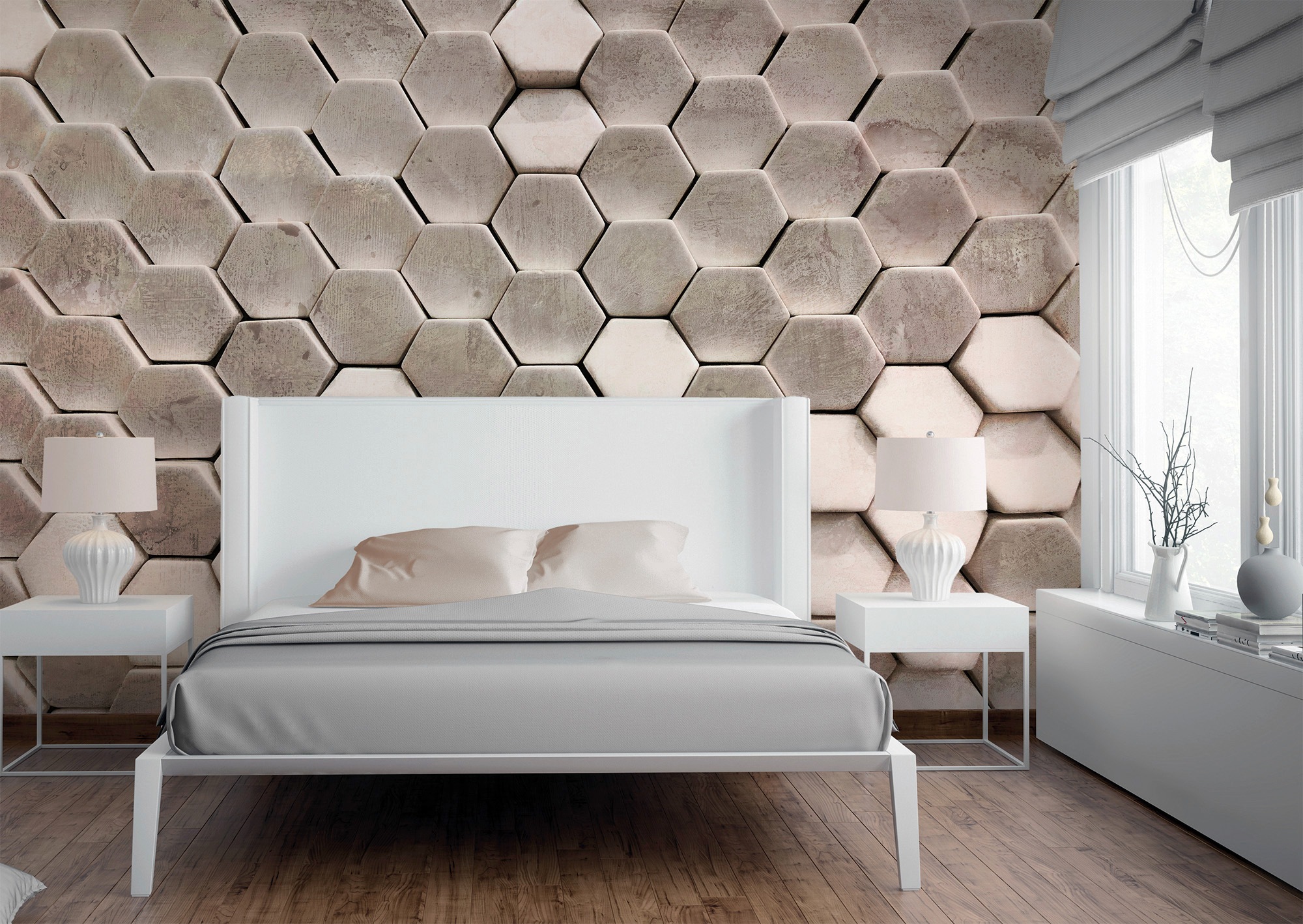 living walls Fototapete »Designwalls Hexagon Surface 2«, Vlies, Wand, Schräge, Decke