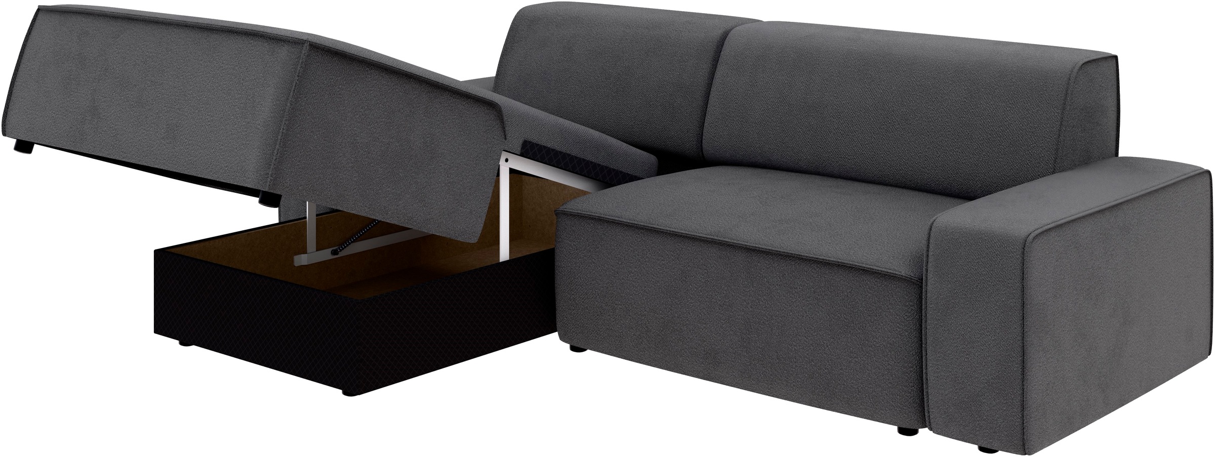 TRENDMANUFAKTUR Ecksofa »Graz, wahlweise mit Sitzvorschub und Bettkasten, L-Form, Breite 246 cm«, in Cord-, haustierfreundlichem LEO Struktur- oder LUMOS-3D-Bezug