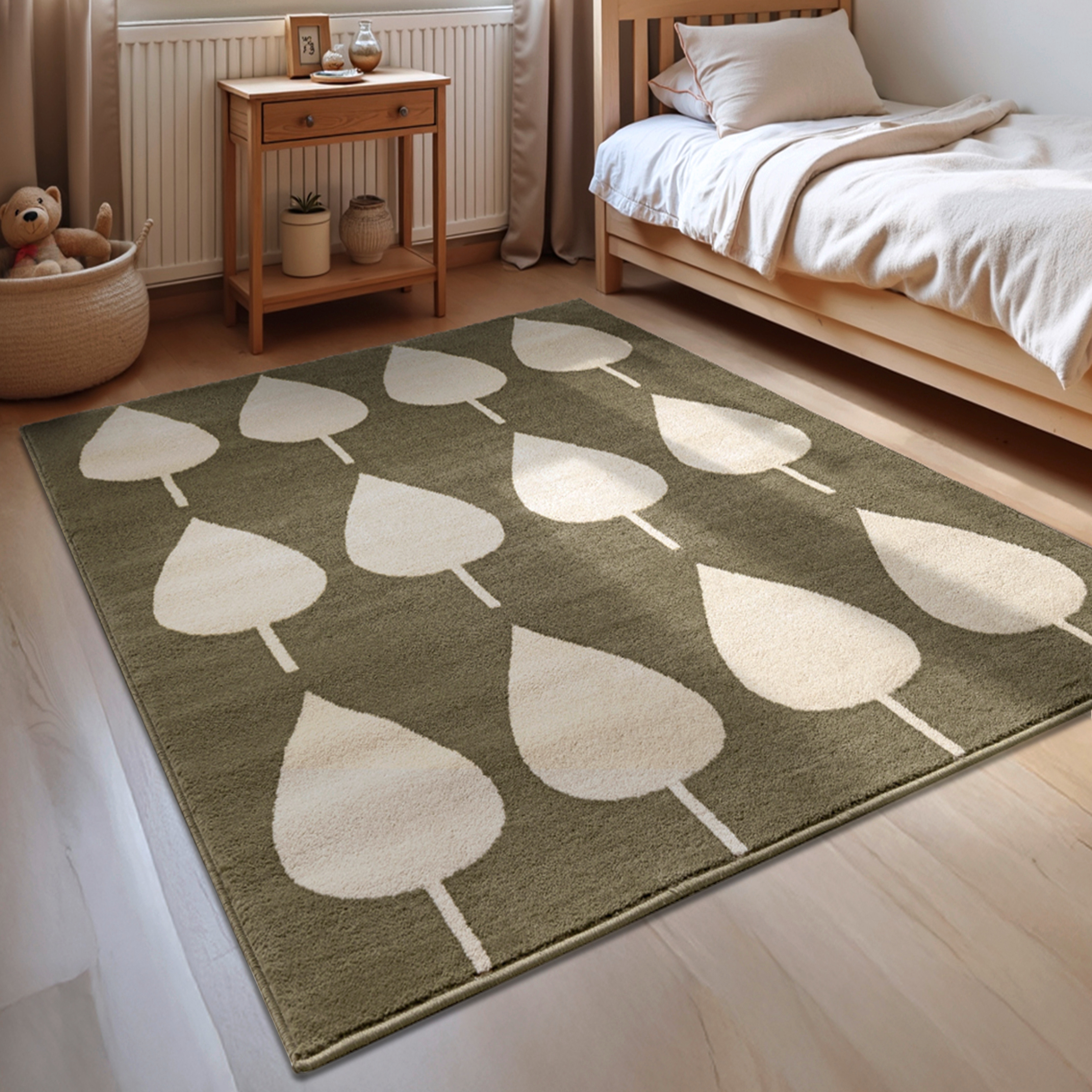 HANSE Home 1100000002199 "Lovely Leaves" rechteckig 8 mm Höhe Spielteppich, fest, Kinderzimmer, Kurzflor, Spielunterlage
