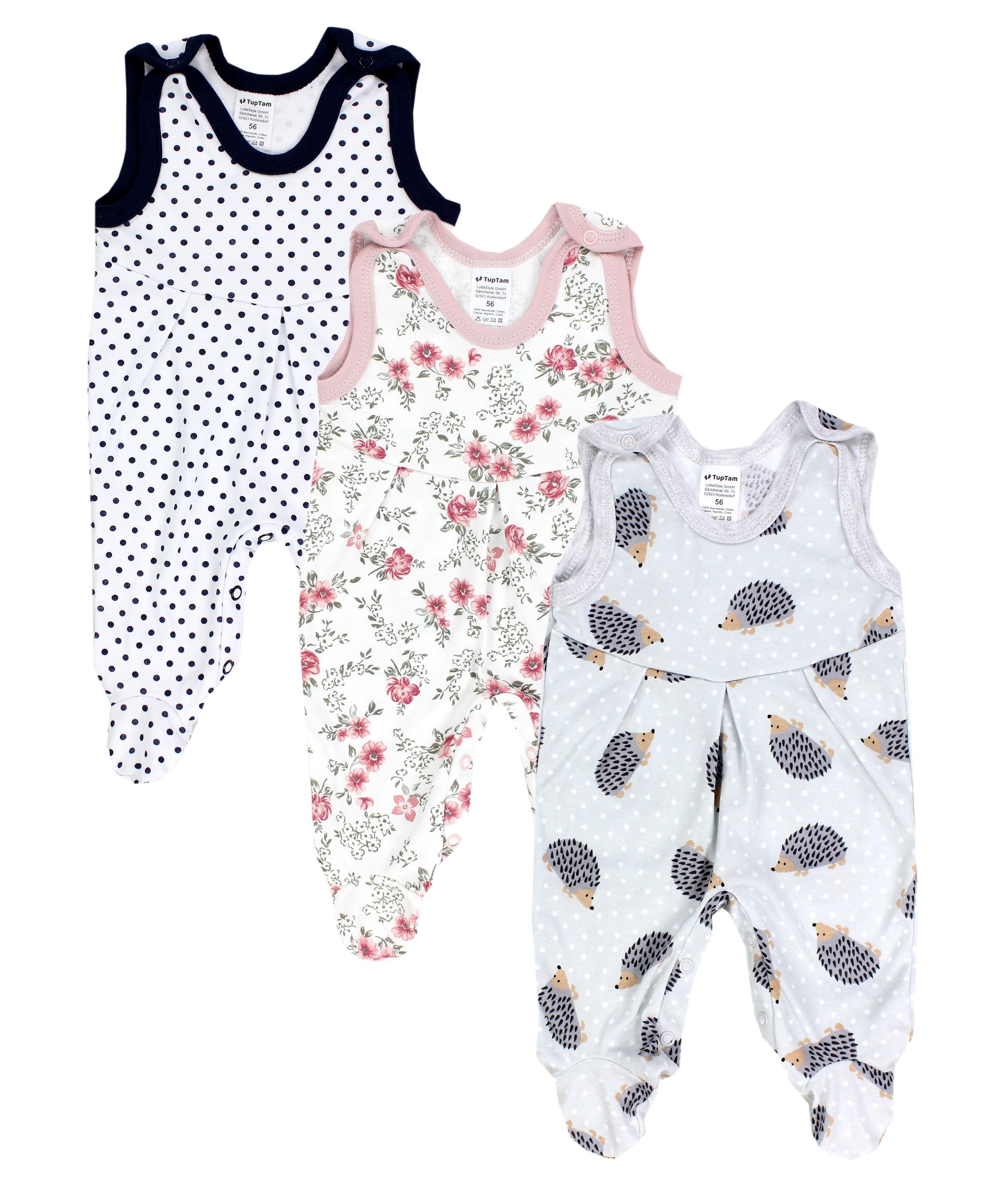 TupTam Strampler "Strampler Baby Mädchen Strampler mit Fuß 3er Pack"