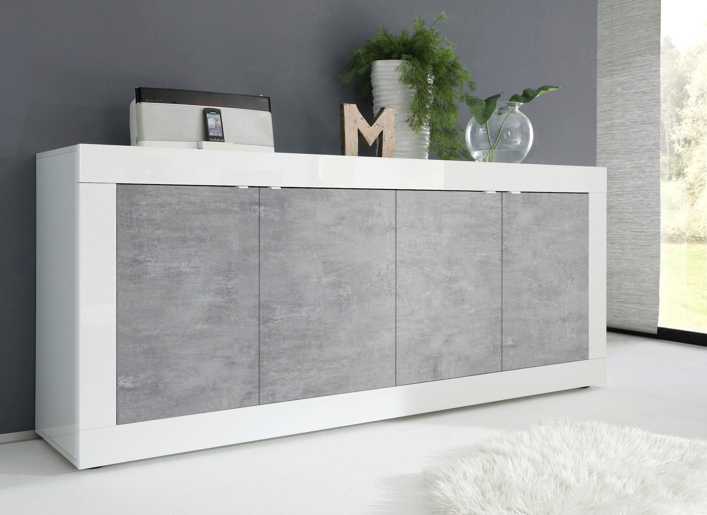 Sideboard »Basic Breite 207 cm, Kommode 4 Türen, Anrichte,«, Metallgriff, moderne...