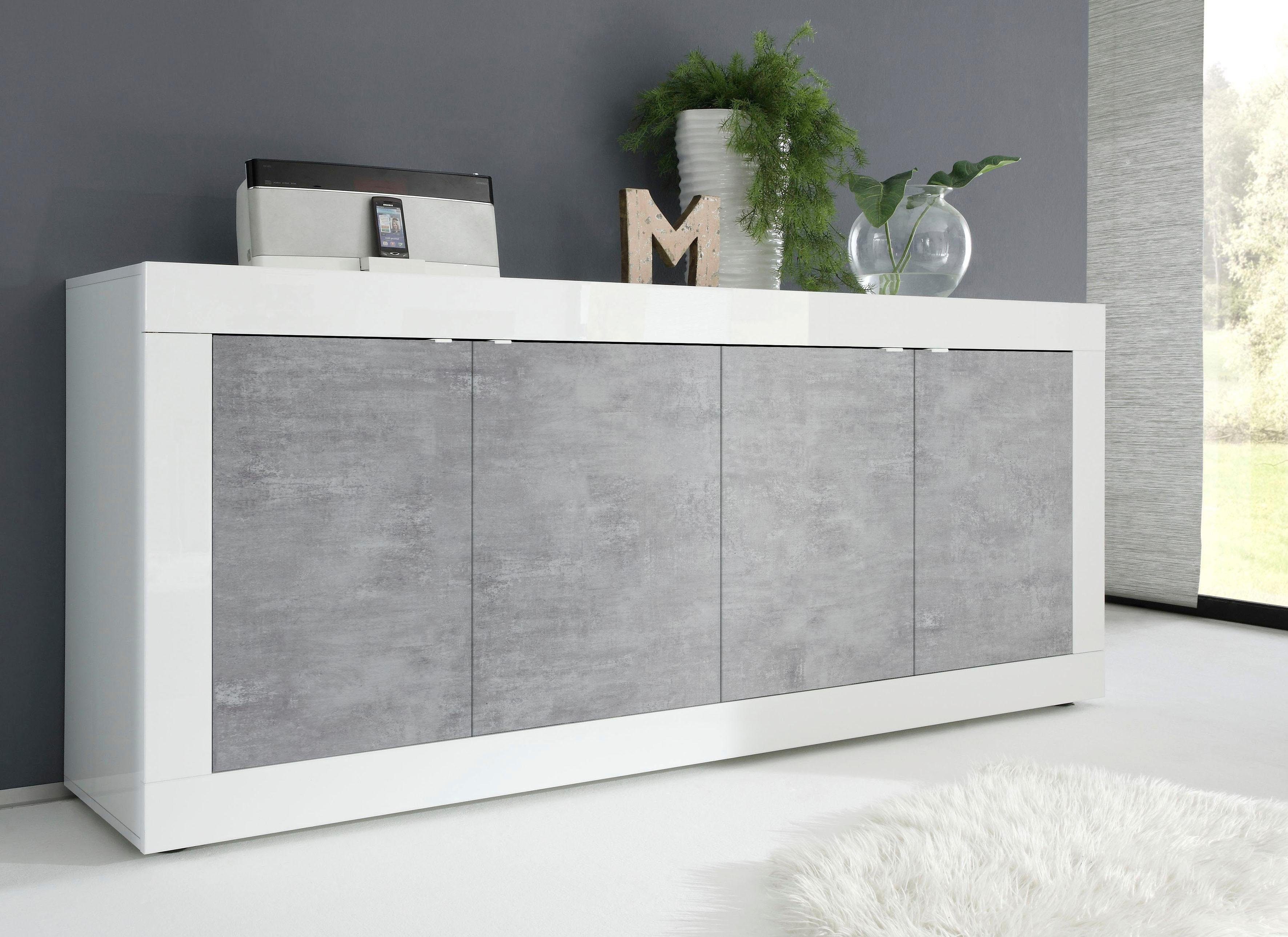 Home affaire Sideboard "Basic Breite 207 cm, Kommode 4 Türen, Anrichte," Metallgriff, moderne Rahmenoptik, viel Stauraum, Farbauswahl